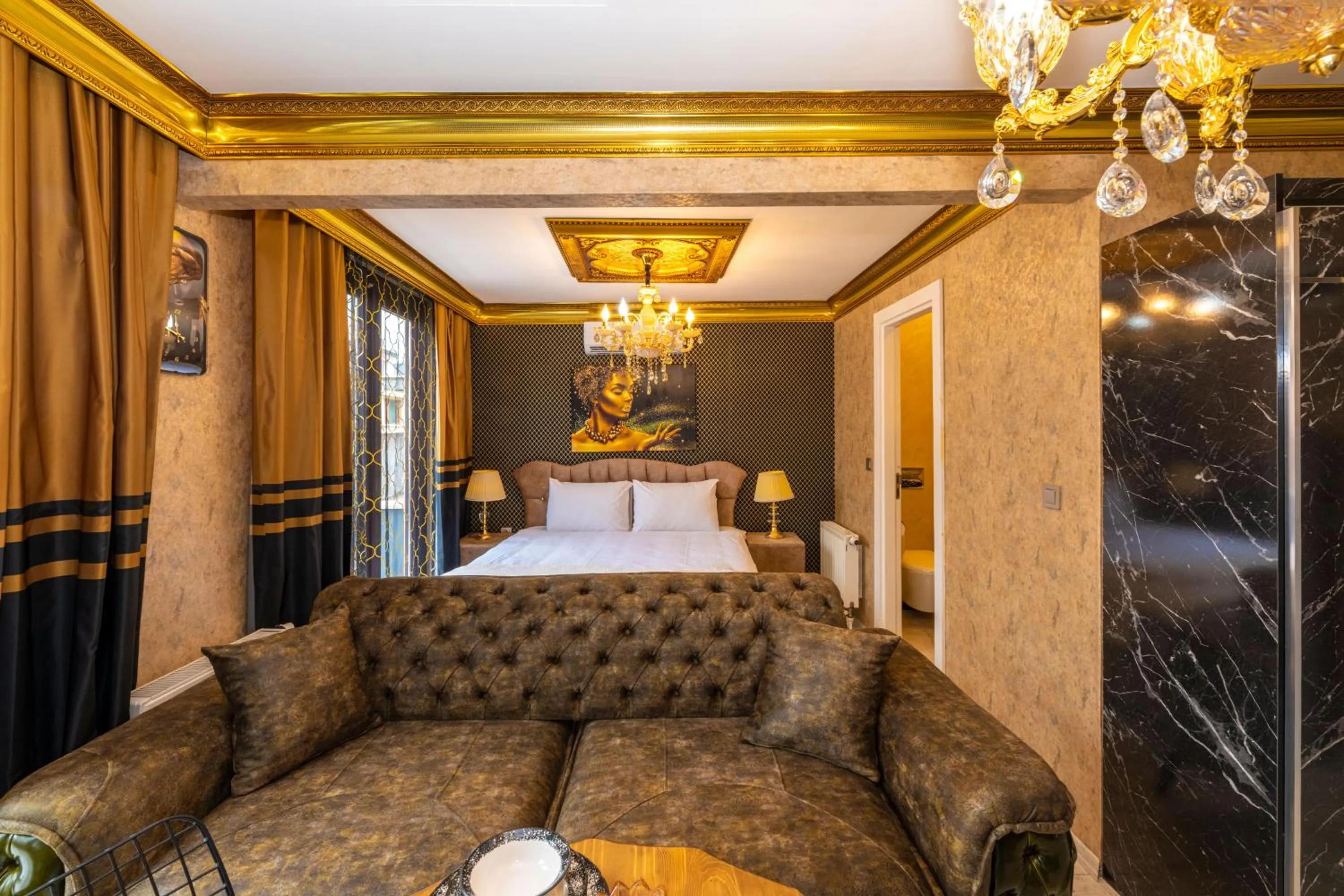 Seating area, Bed in Istanbul Taksim Residence Hotel By MESUT