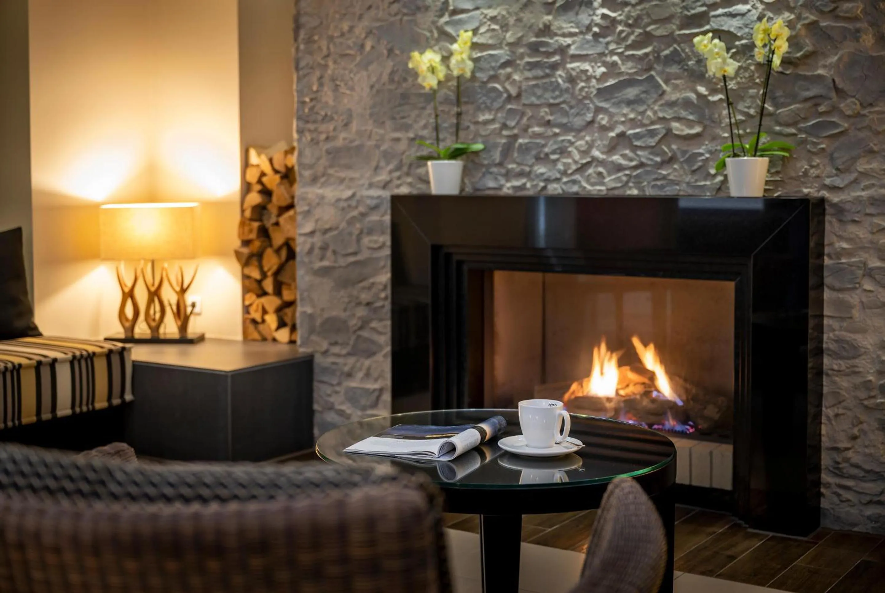 fireplace in Köhlers Forsthaus Wellness & Genuss Hotel