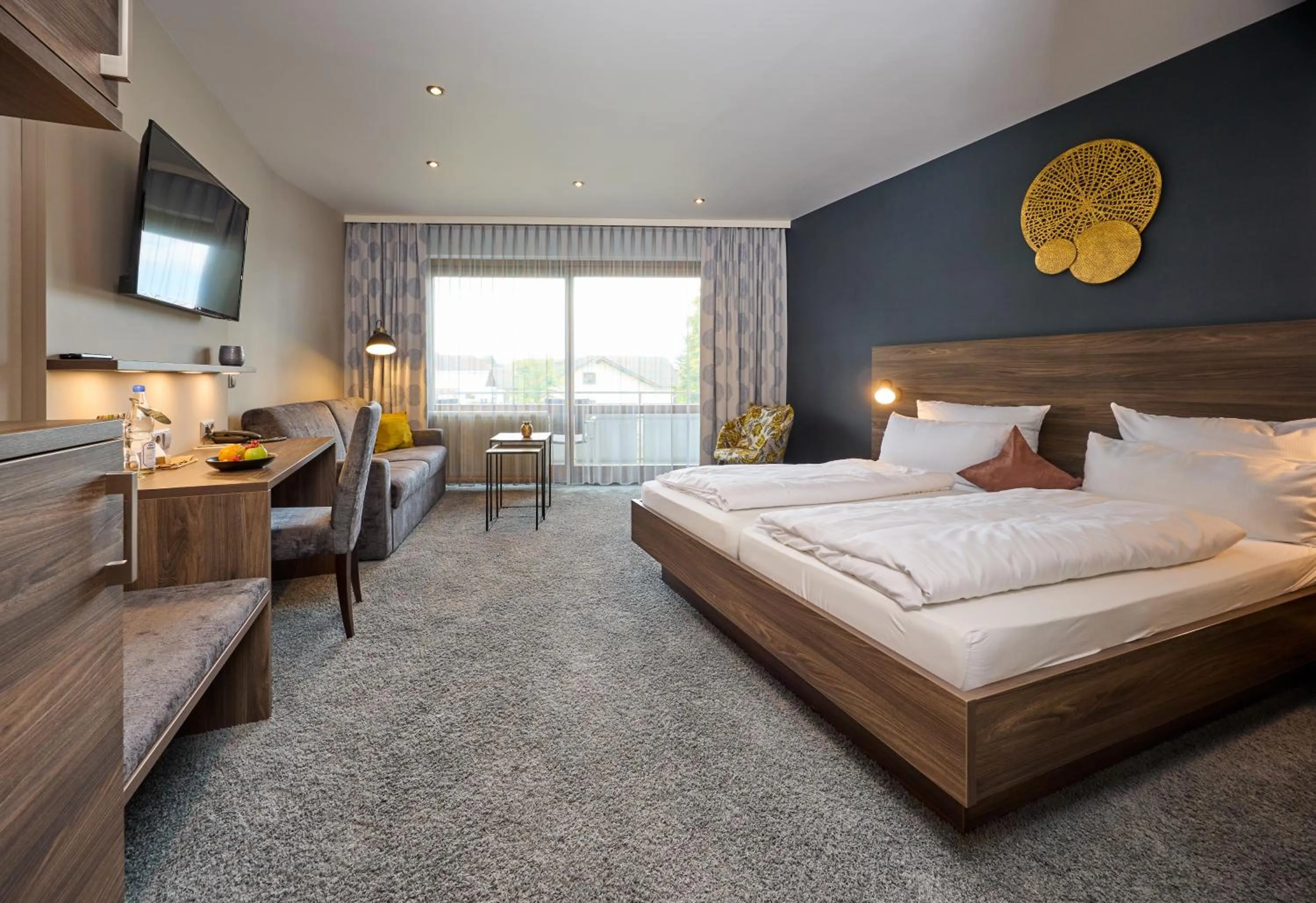 Bed in NaturKulturHotel Stumpf