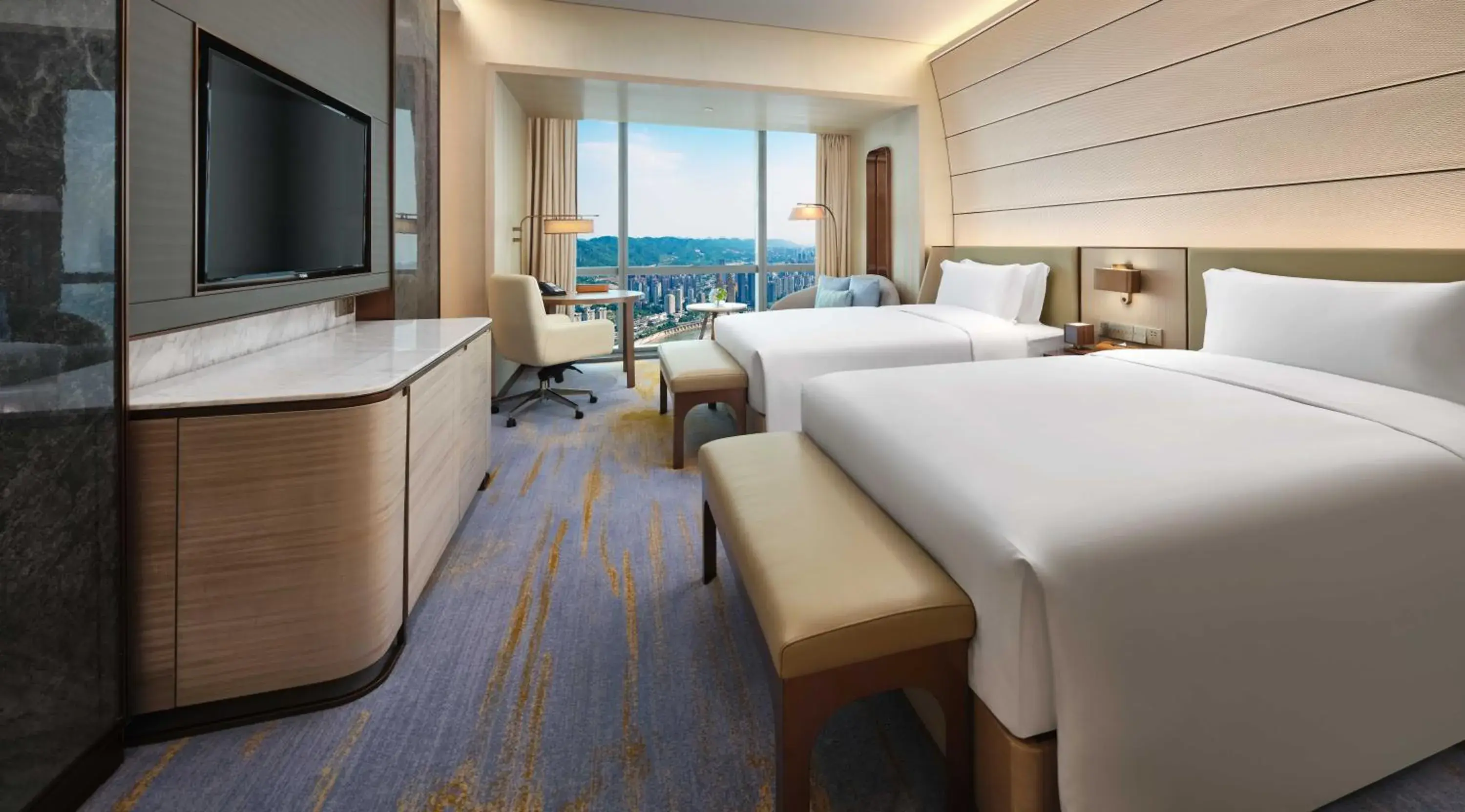 Classic Double Room with Two Double Beds and City View in InterContinental Chongqing Raffles City by IHG Classic Double Room with Two Double Beds and City View in InterContinental Chongqing Raffles City by IHG