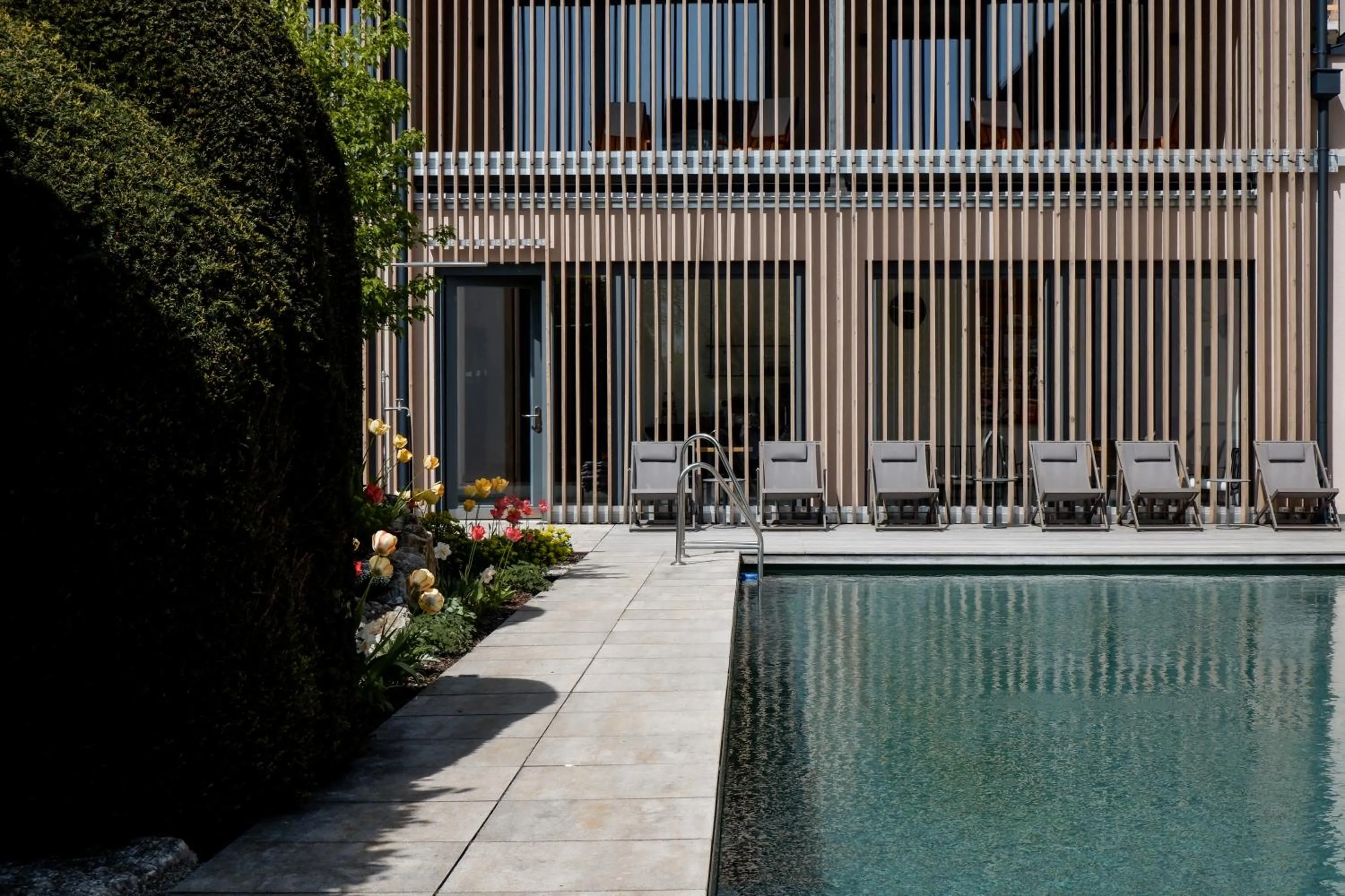 Pool view in Romantik Hotel Hirschen