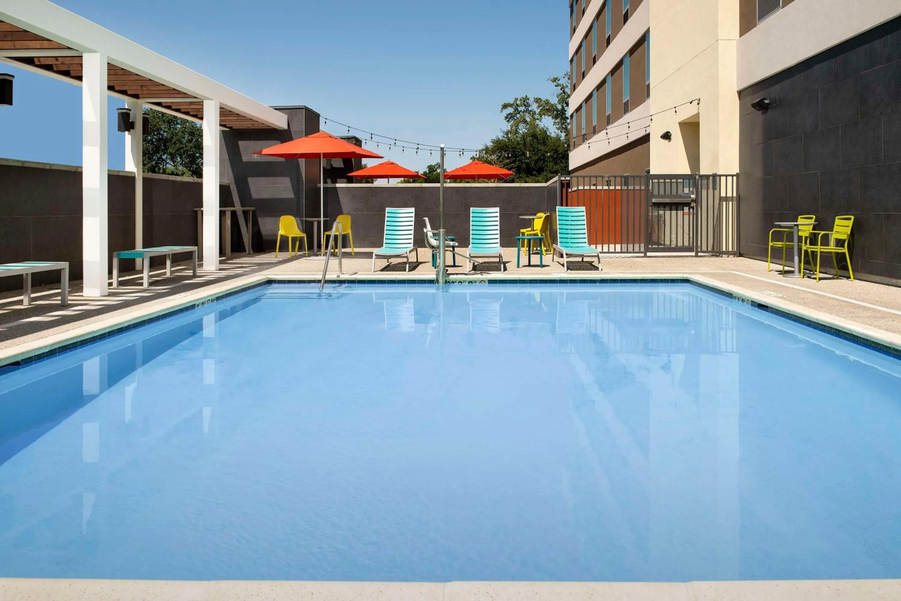 Pool view in Home2 Suites By Hilton Clovis Fresno Airport