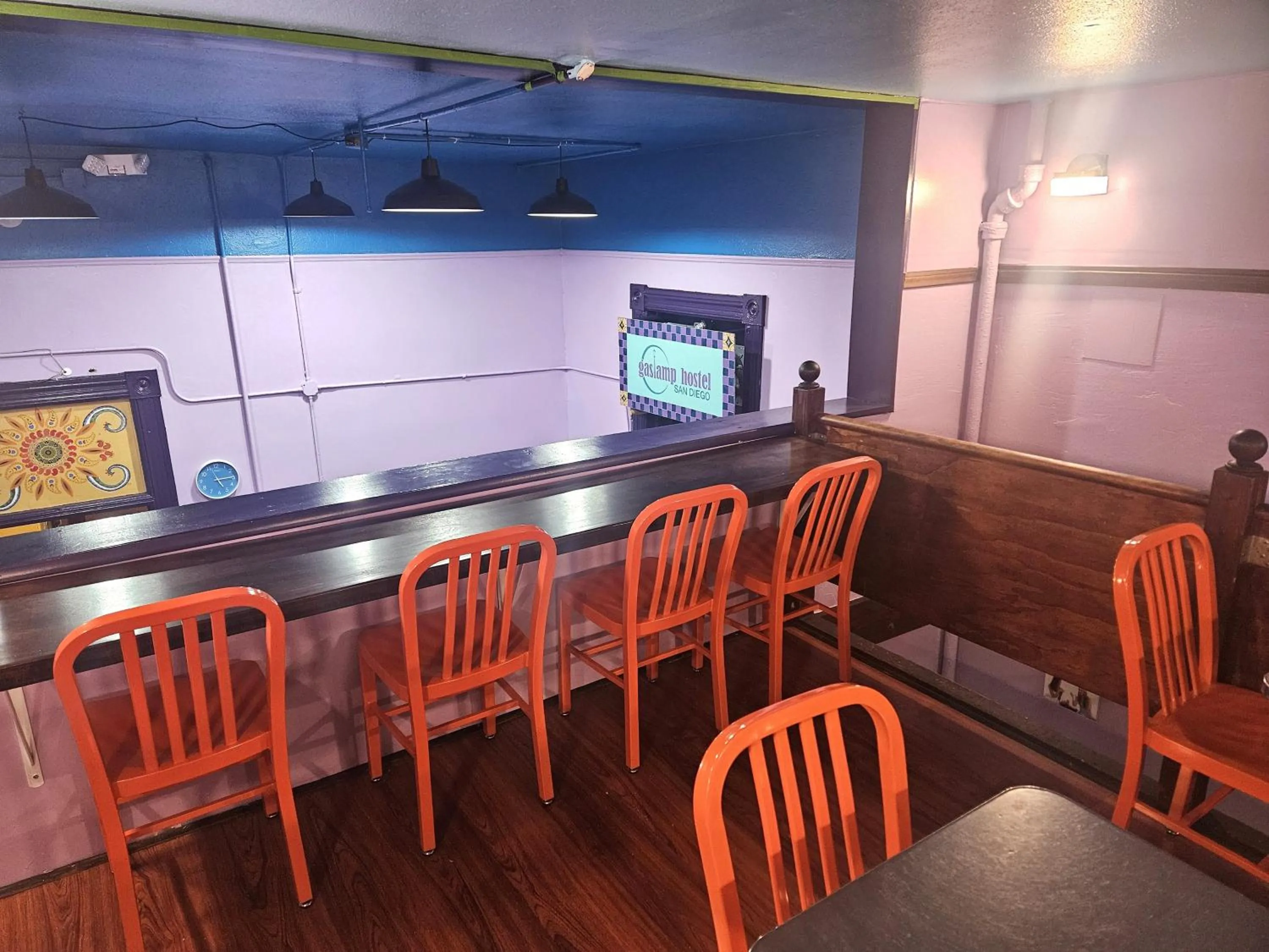 Dining area in Gaslamp Hostel