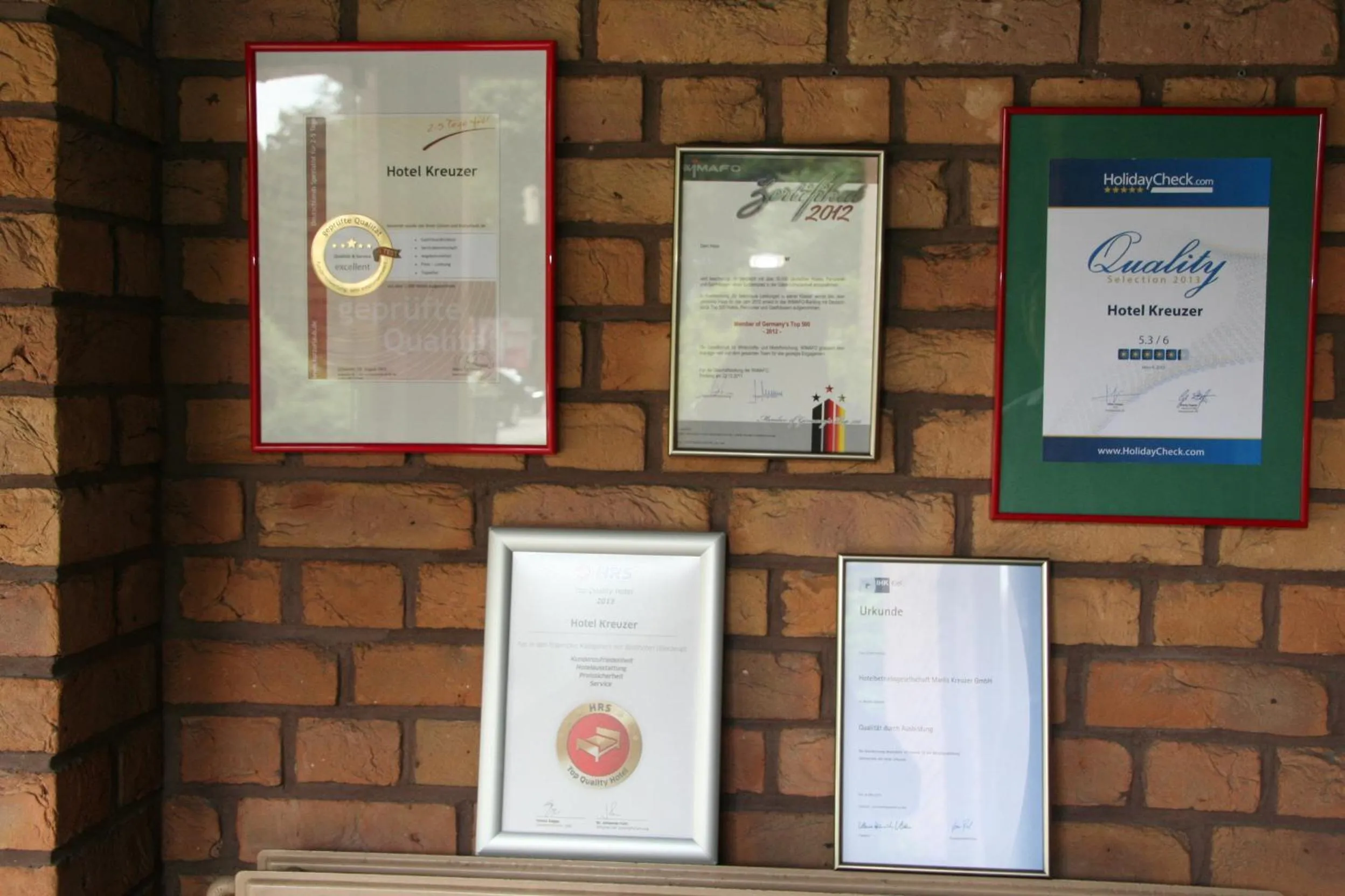 Certificate/Award in Hotel Kreuzer