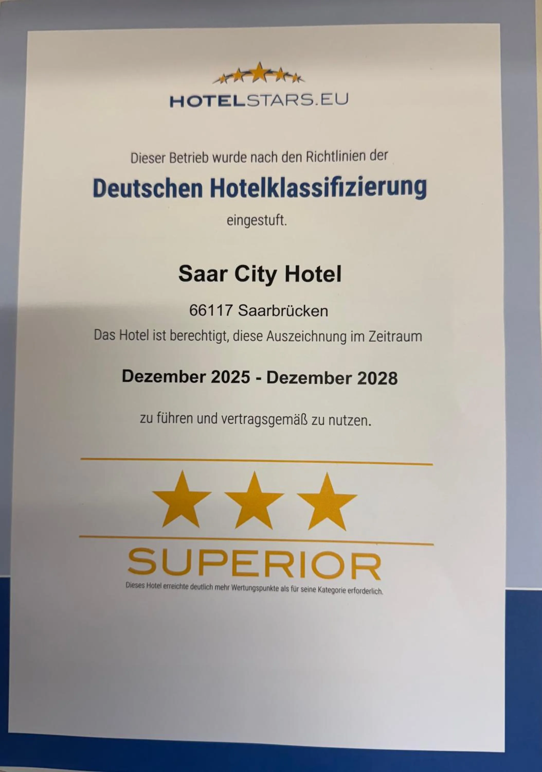 Logo/Certificate/Sign in Saar City Hotel Superior