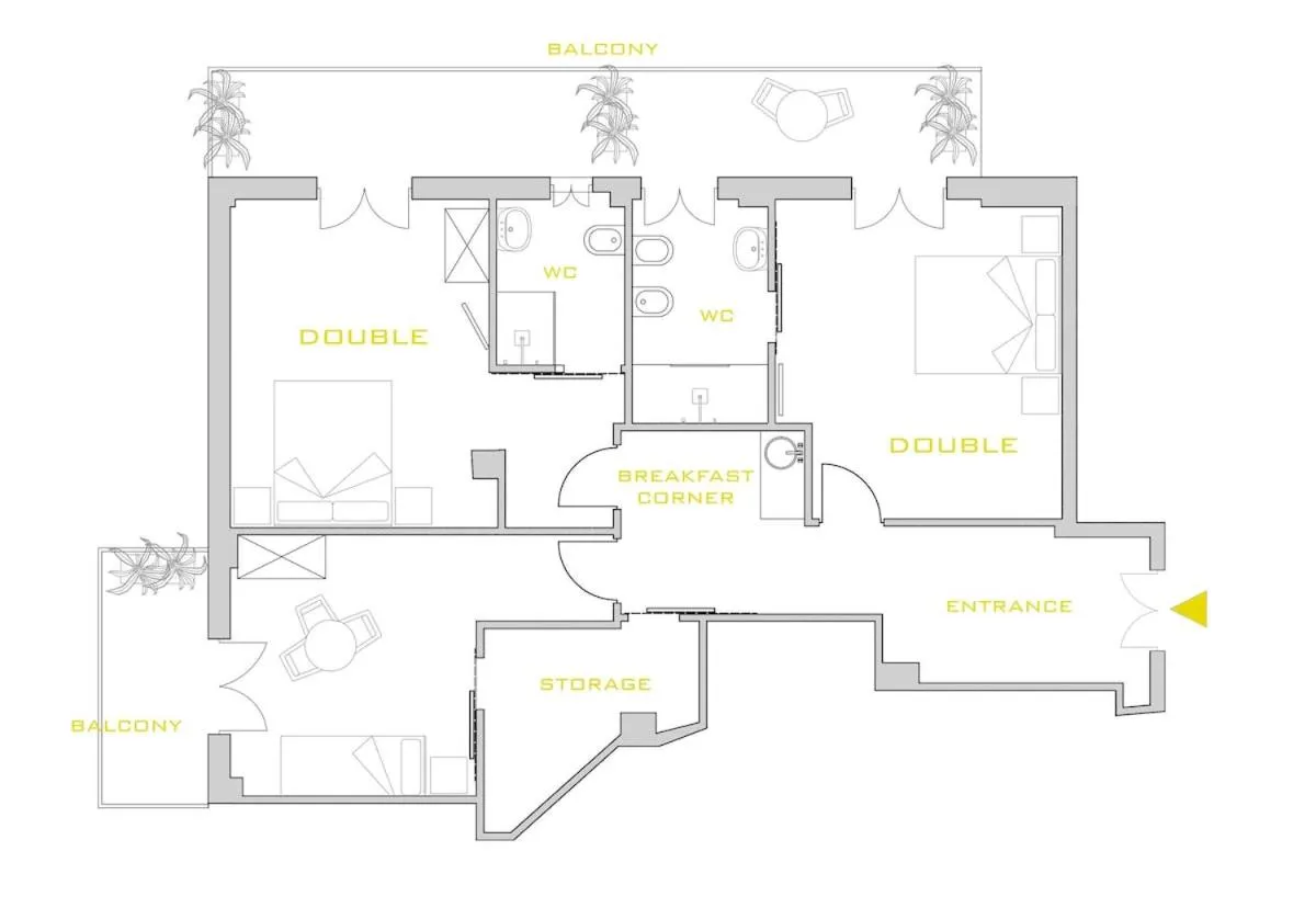 Floor plan in Tufo Giallo Rooms