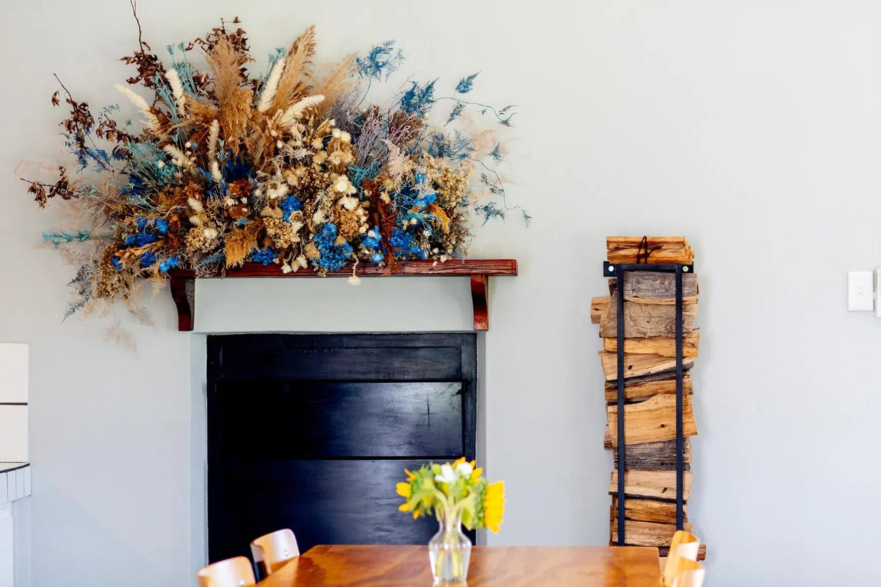 fireplace in Saronsberg Vineyard Cottages