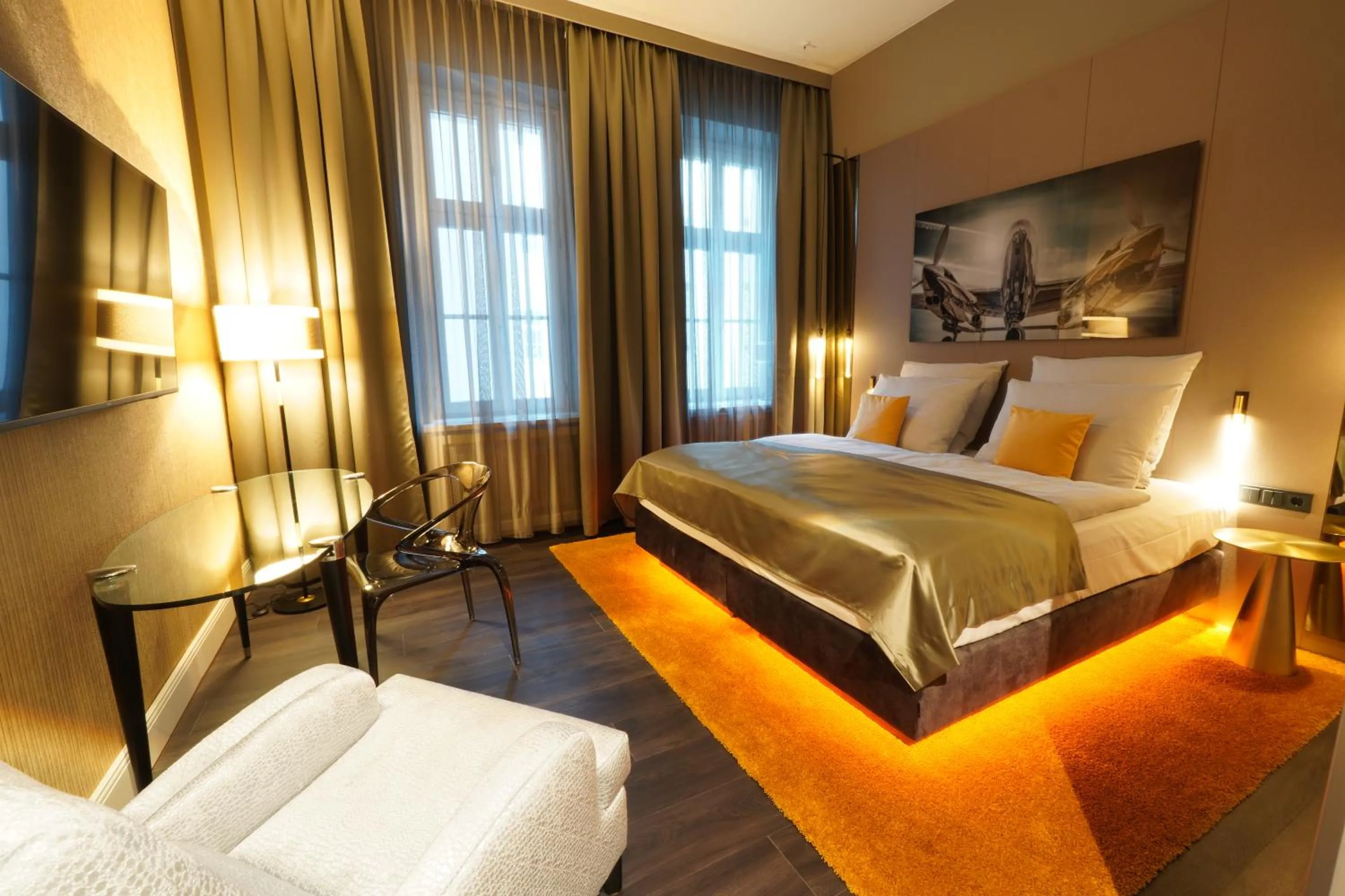 Living room, Bed in Lumière Boutiquehotel im Fürstenhof Leipzig