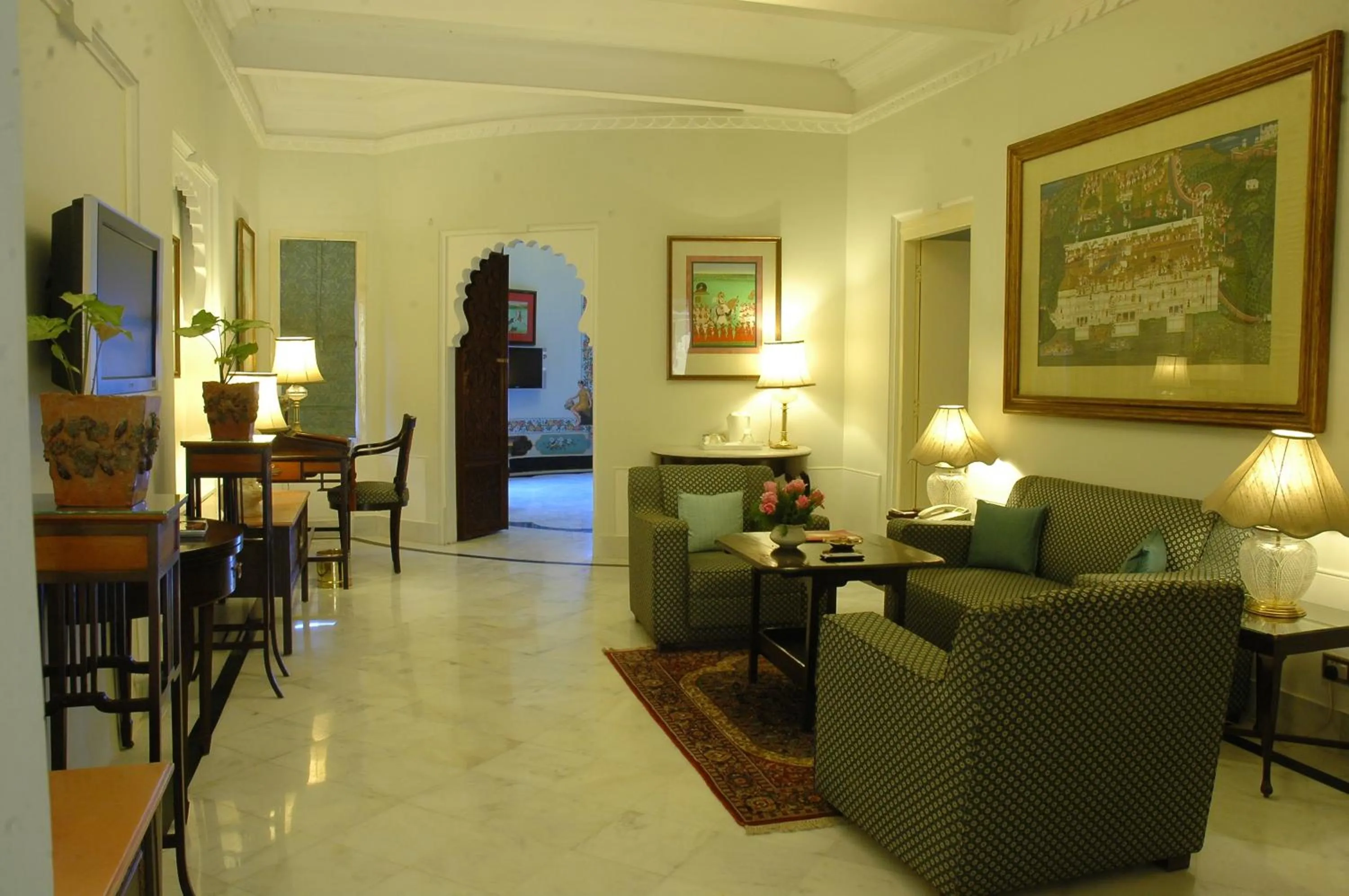 Seating area in Shiv Niwas Palace by HRH Group of Hotels