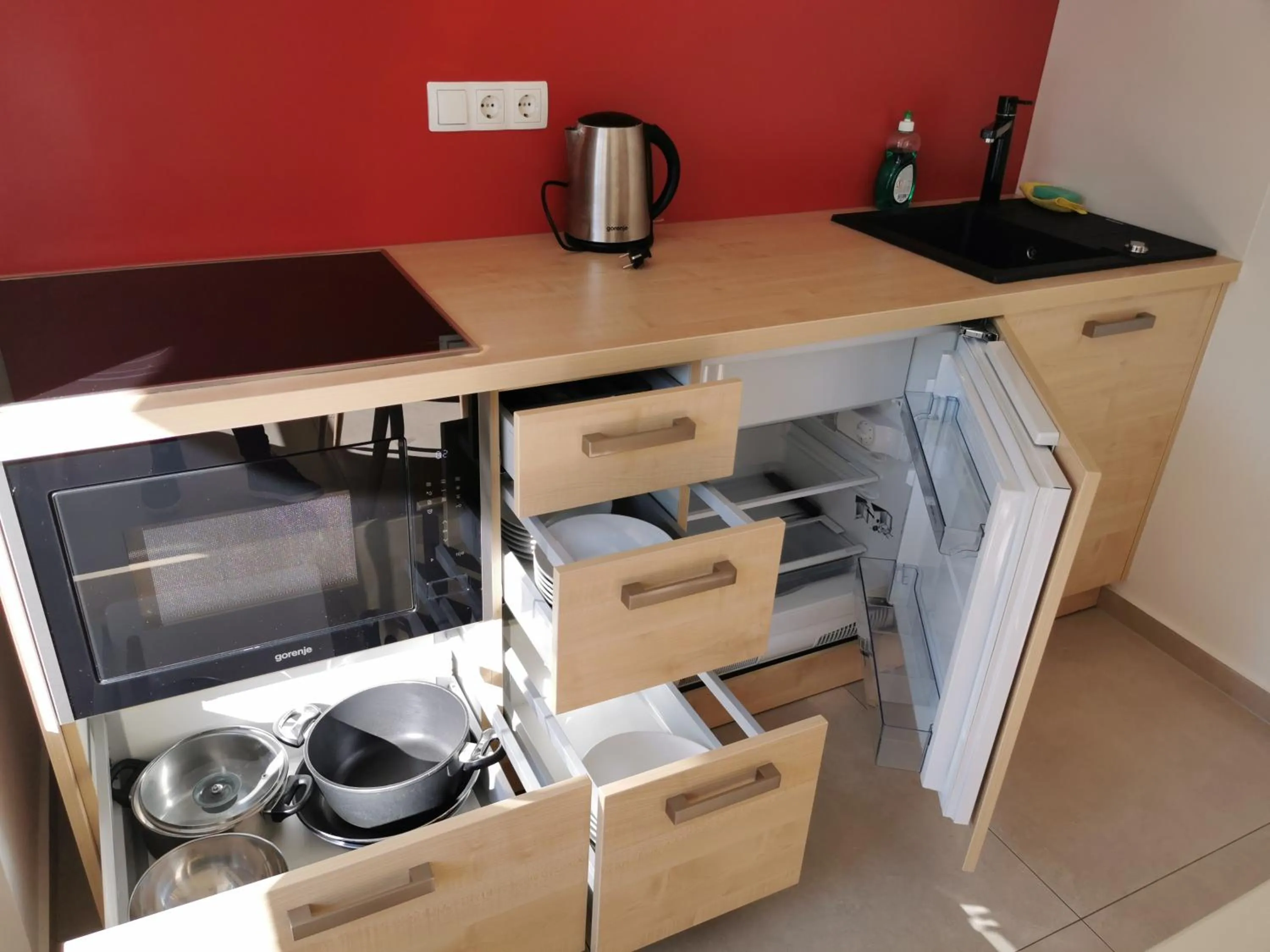 Kitchen or kitchenette in Cube studio by the river (with free bike rental)