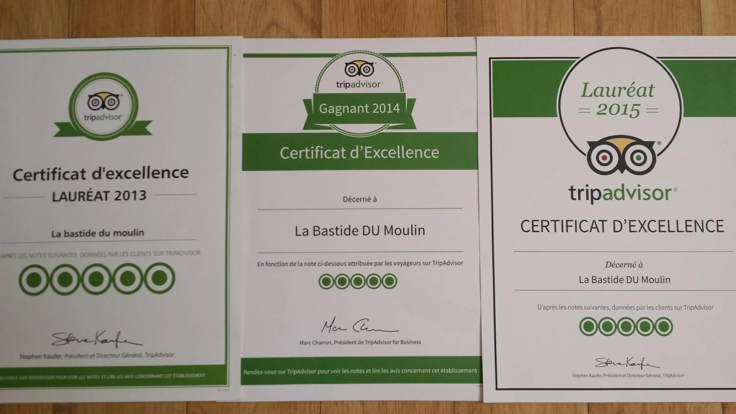 Certificate/Award in La Bastide du Moulin - Mont St Michel