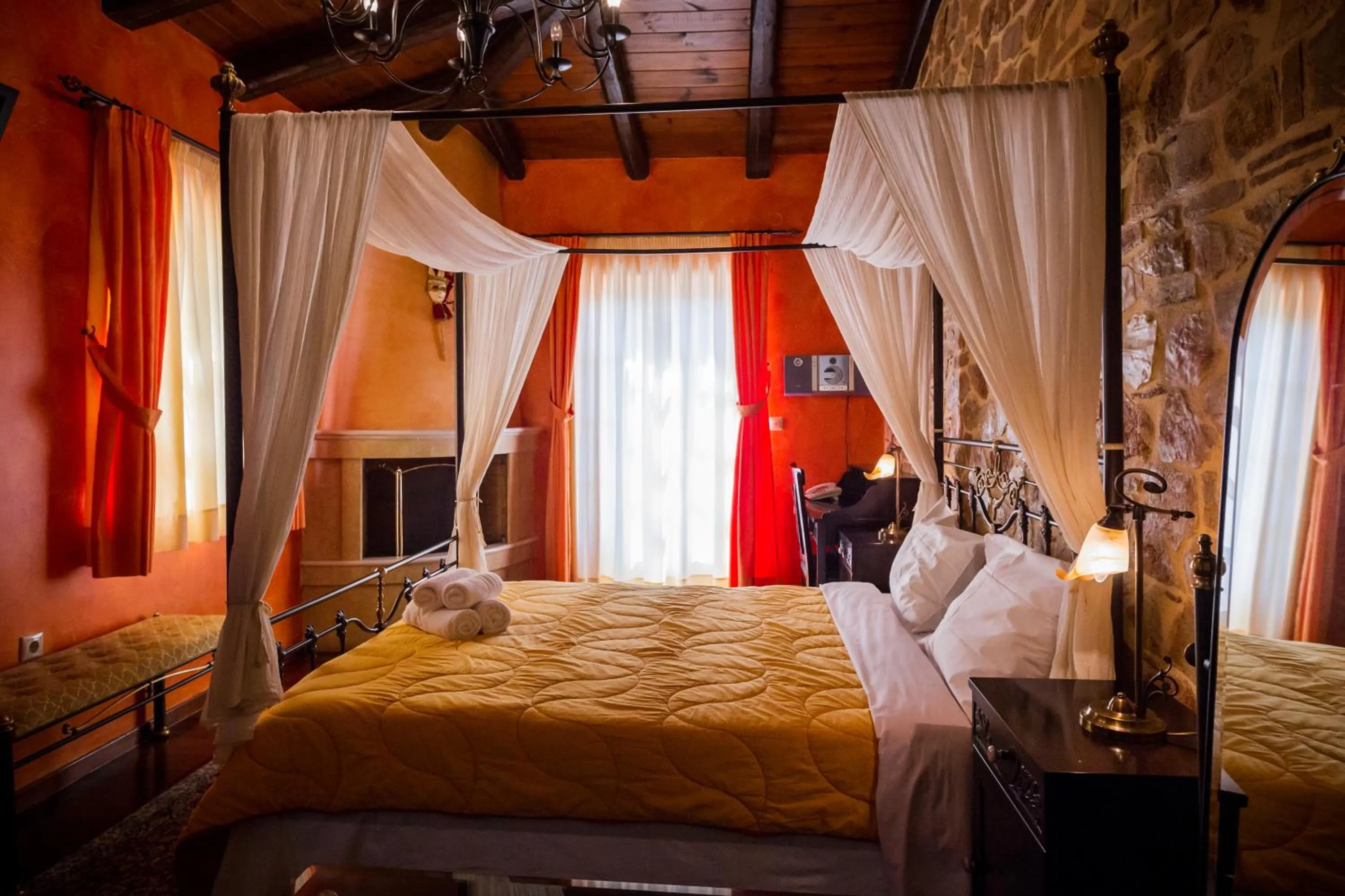 Seating area, Bed in Acronafplia Pension A