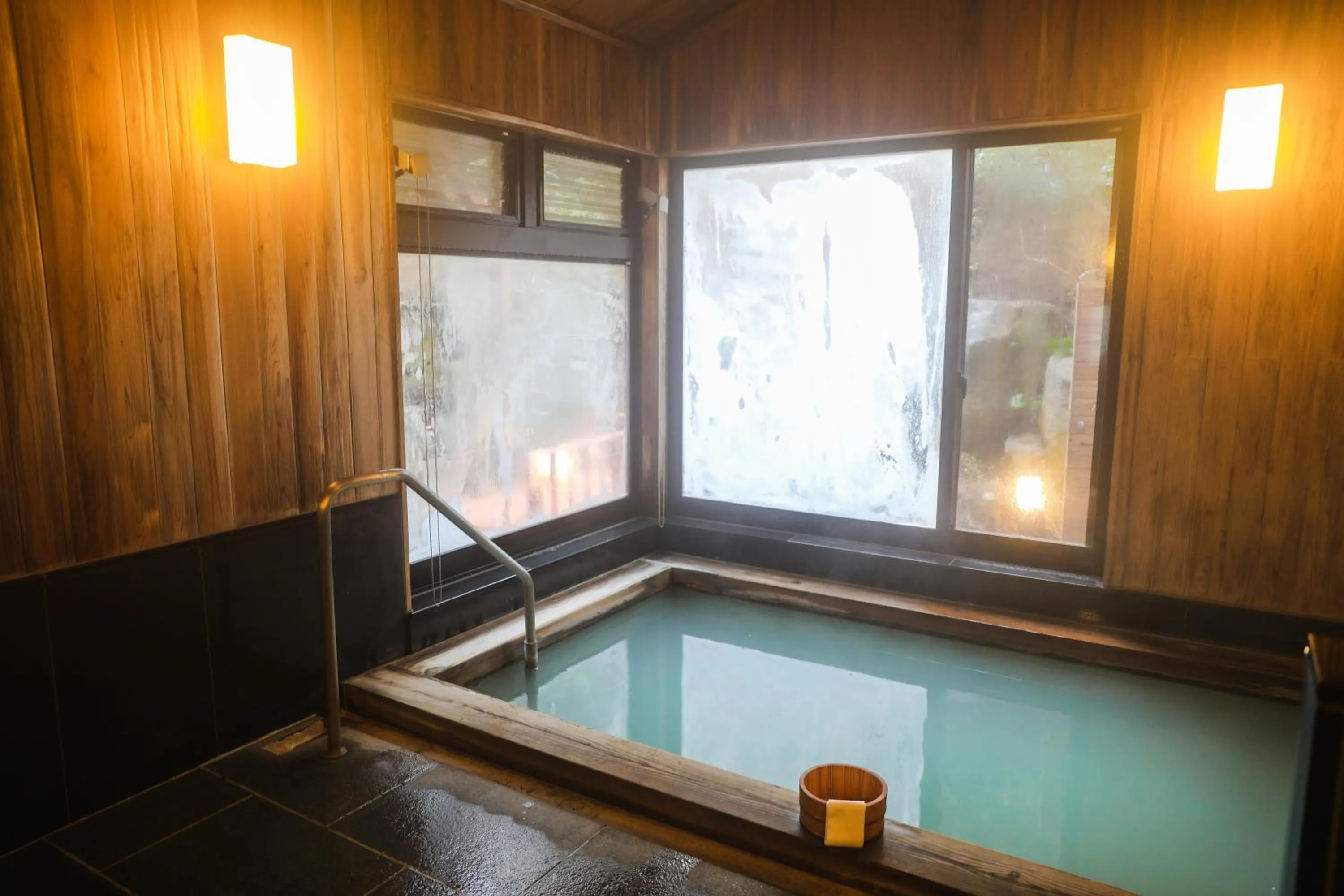 Hot Spring Bath in Ajisai Onsen Ryokan - Award Winning Private Open Air Onsen