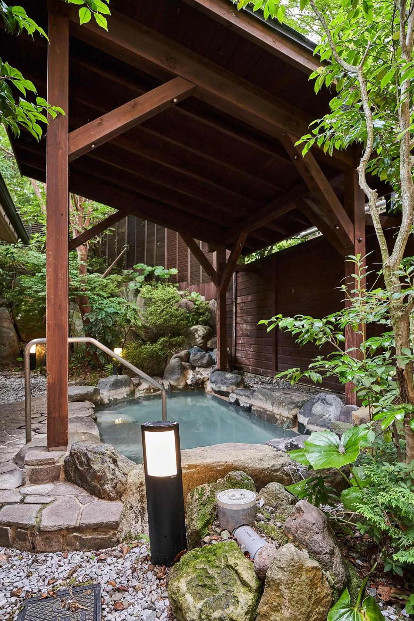 Hot Spring Bath in Ajisai Onsen Ryokan - Award Winning Private Open Air Onsen