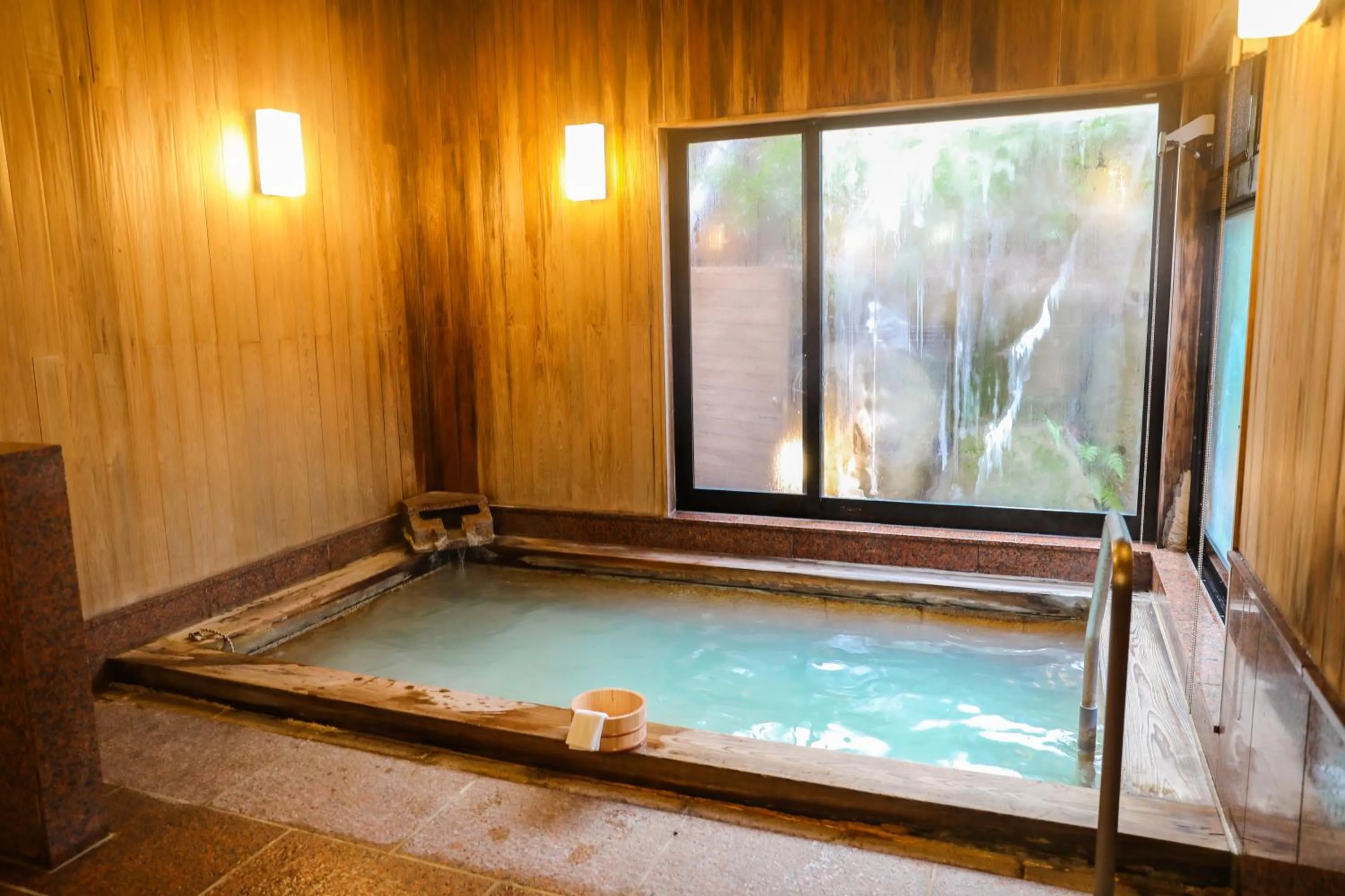 Hot Spring Bath in Ajisai Onsen Ryokan - Award Winning Private Open Air Onsen