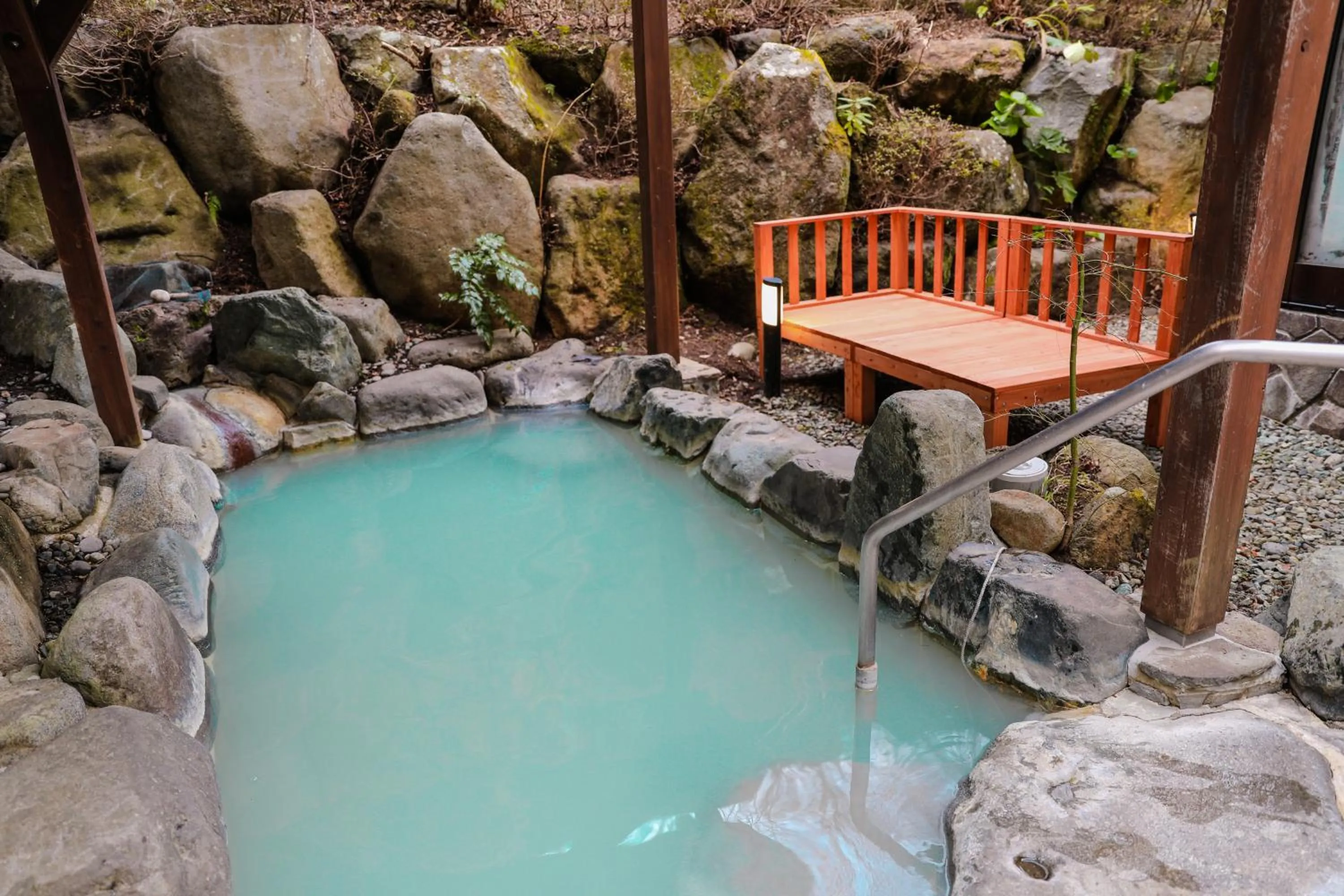 Hot Spring Bath in Ajisai Onsen Ryokan - Award Winning Private Open Air Onsen