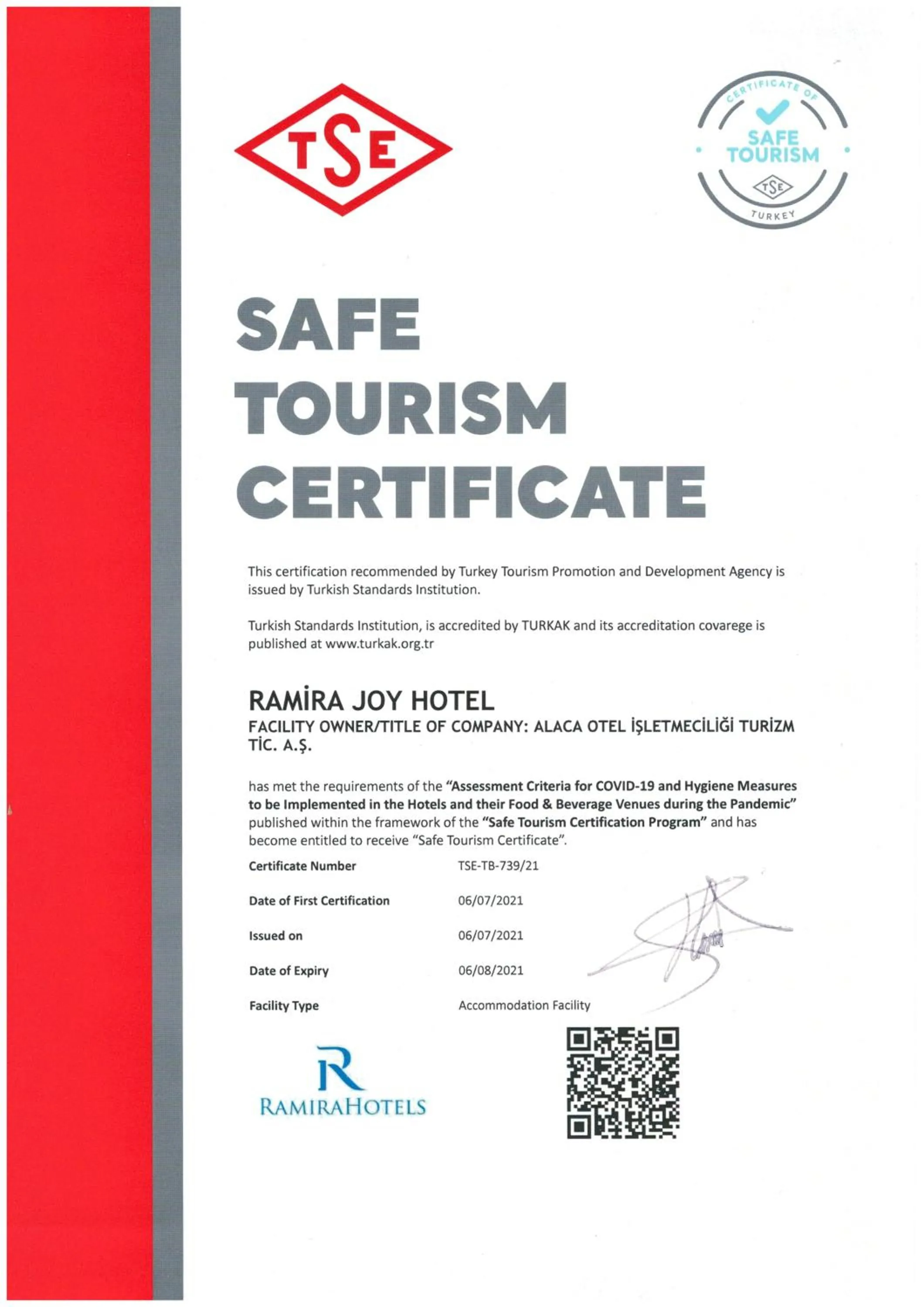 Logo/Certificate/Sign in Ramira Joy Hotel