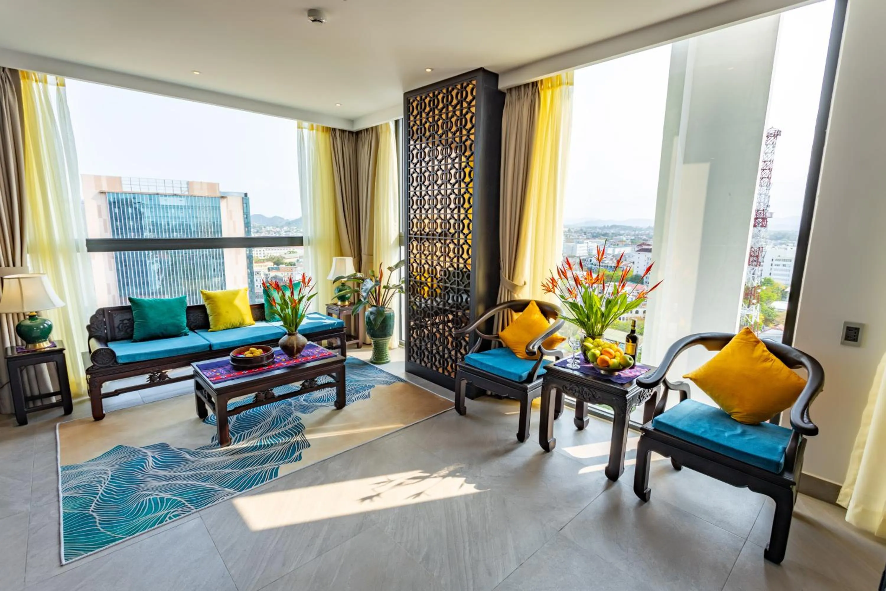 Living room in White Lotus Hue Hotel