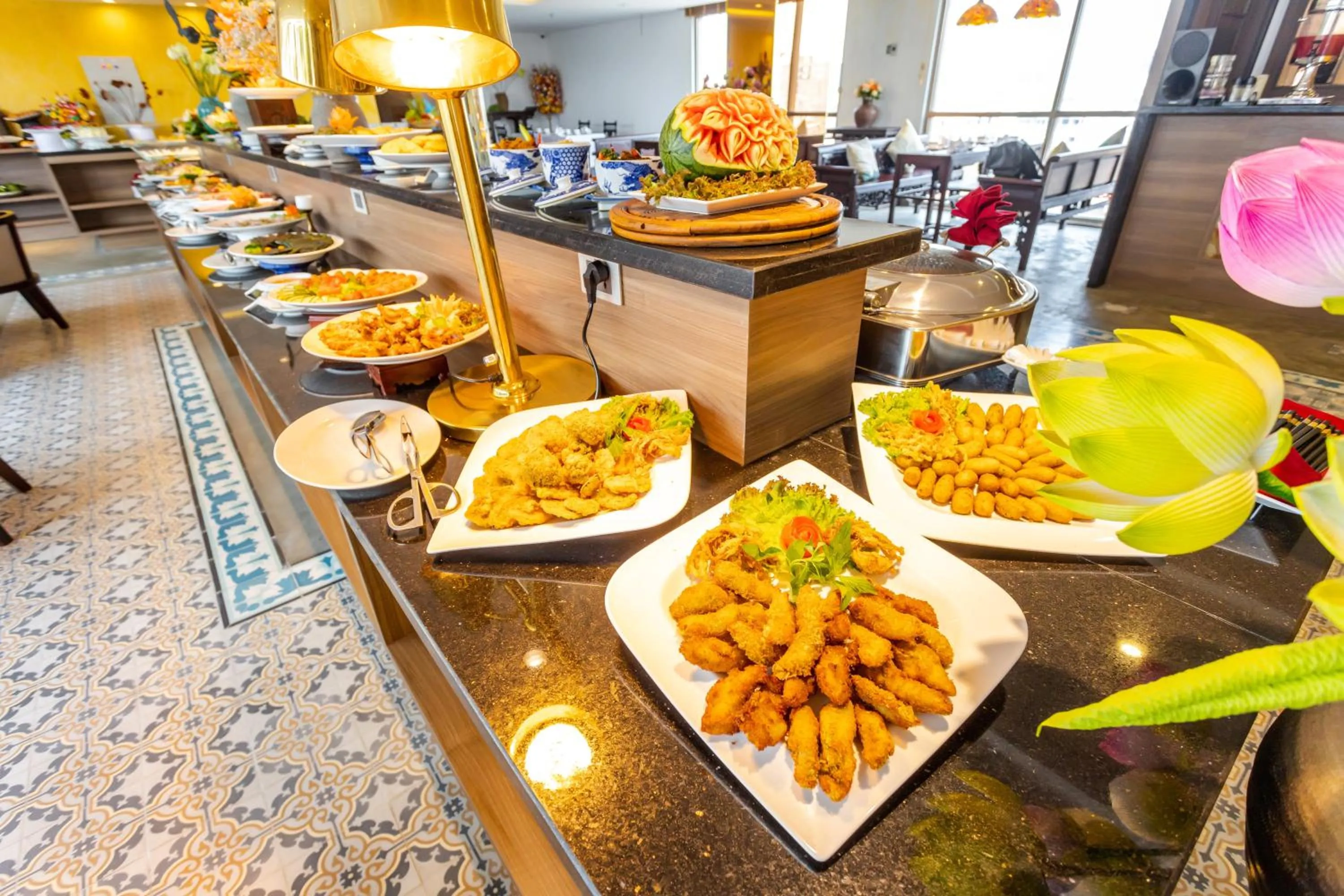 Buffet breakfast in White Lotus Hue Hotel