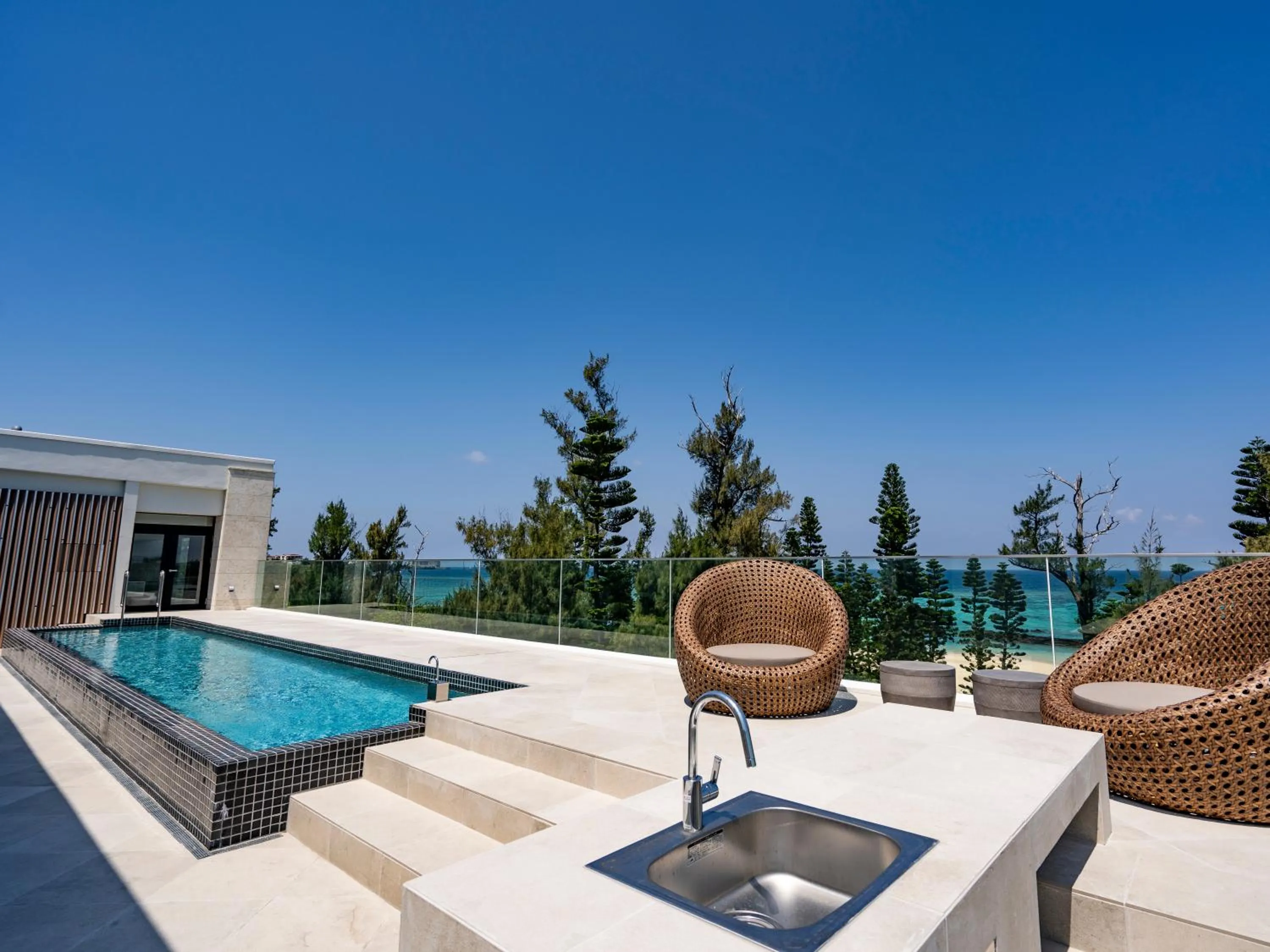 Pool view in UMITO Okinawa Onnason