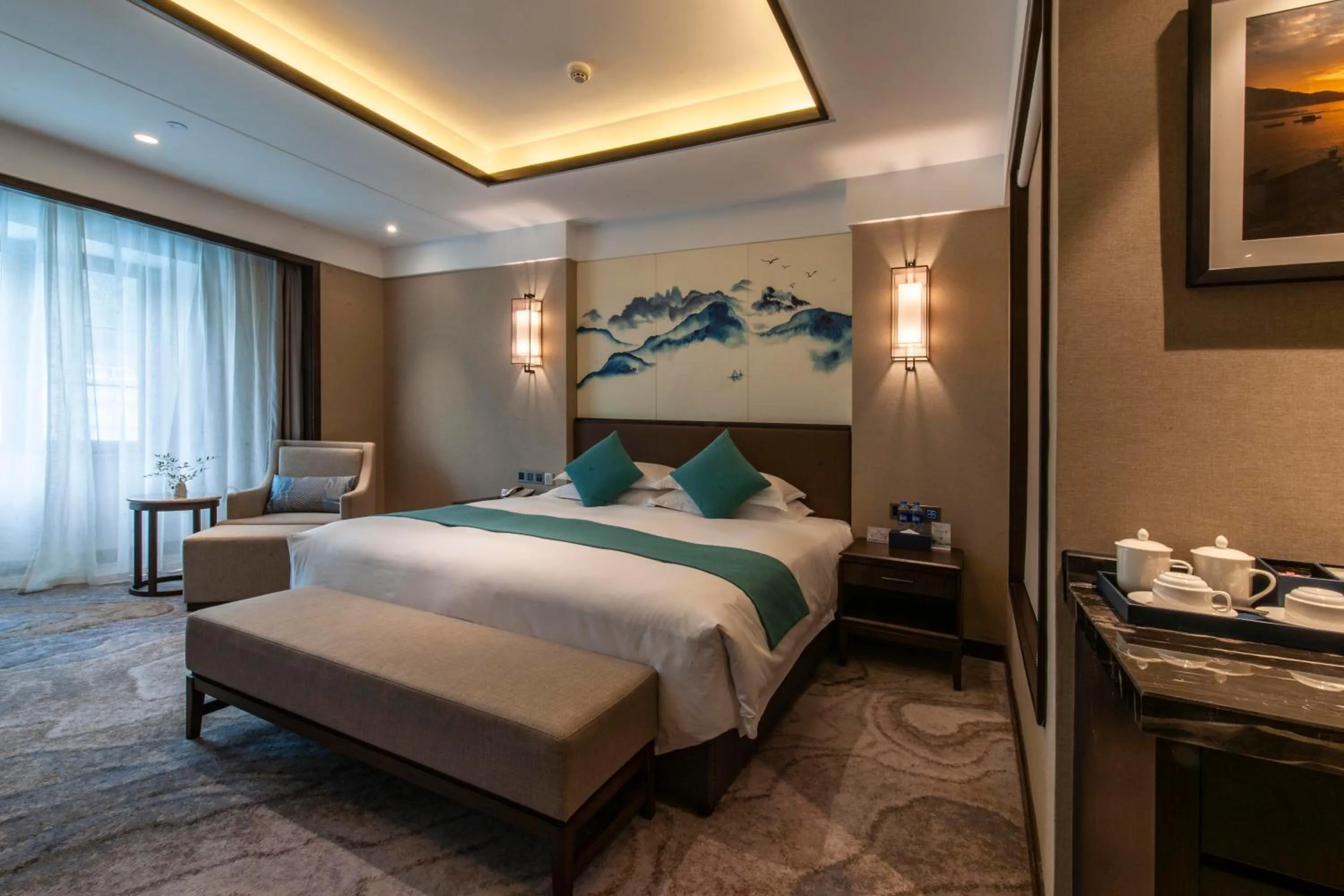 Bed in SSAW Boutique Hotel Lishui Jiarui