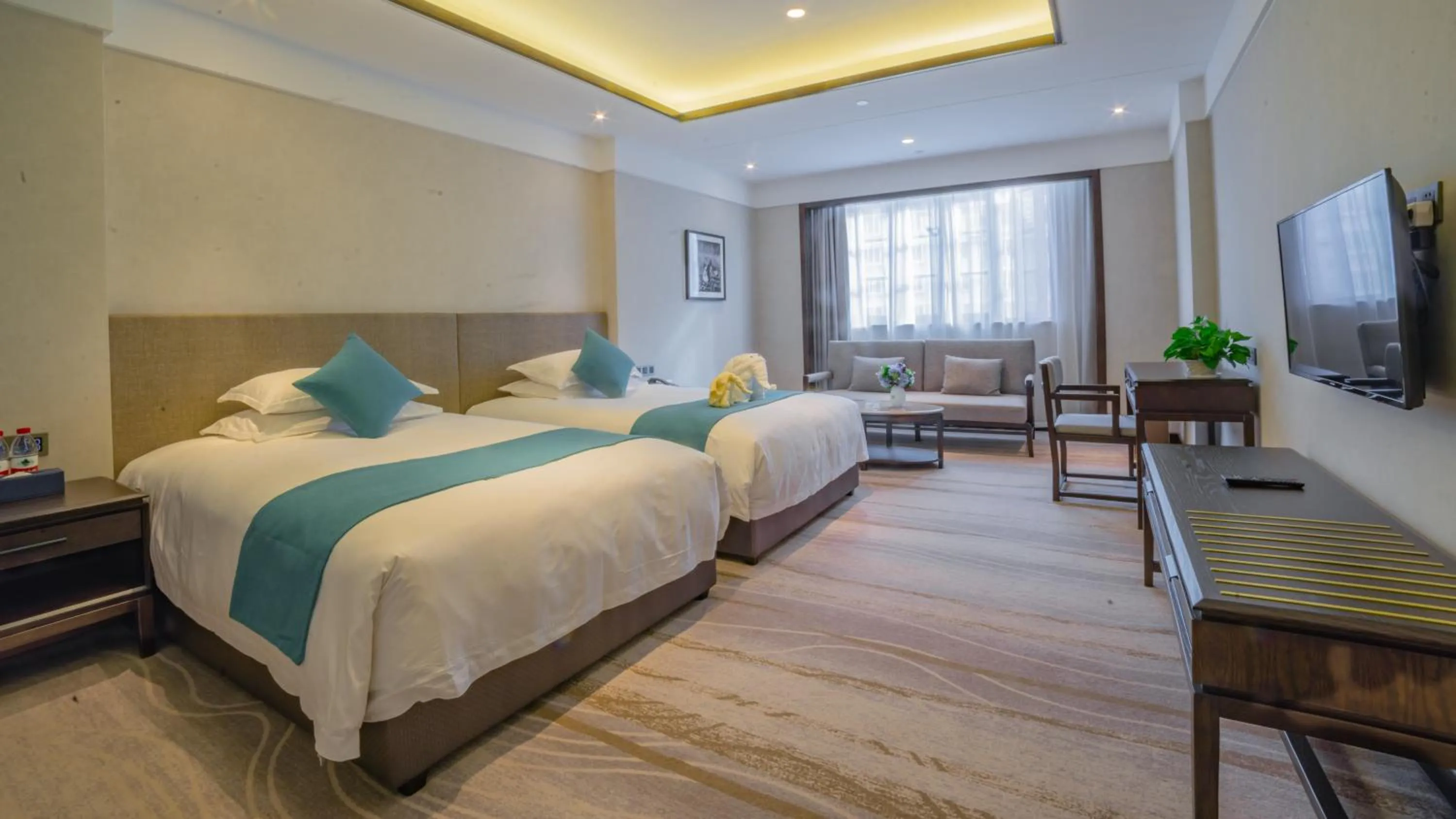 Bed in SSAW Boutique Hotel Lishui Jiarui