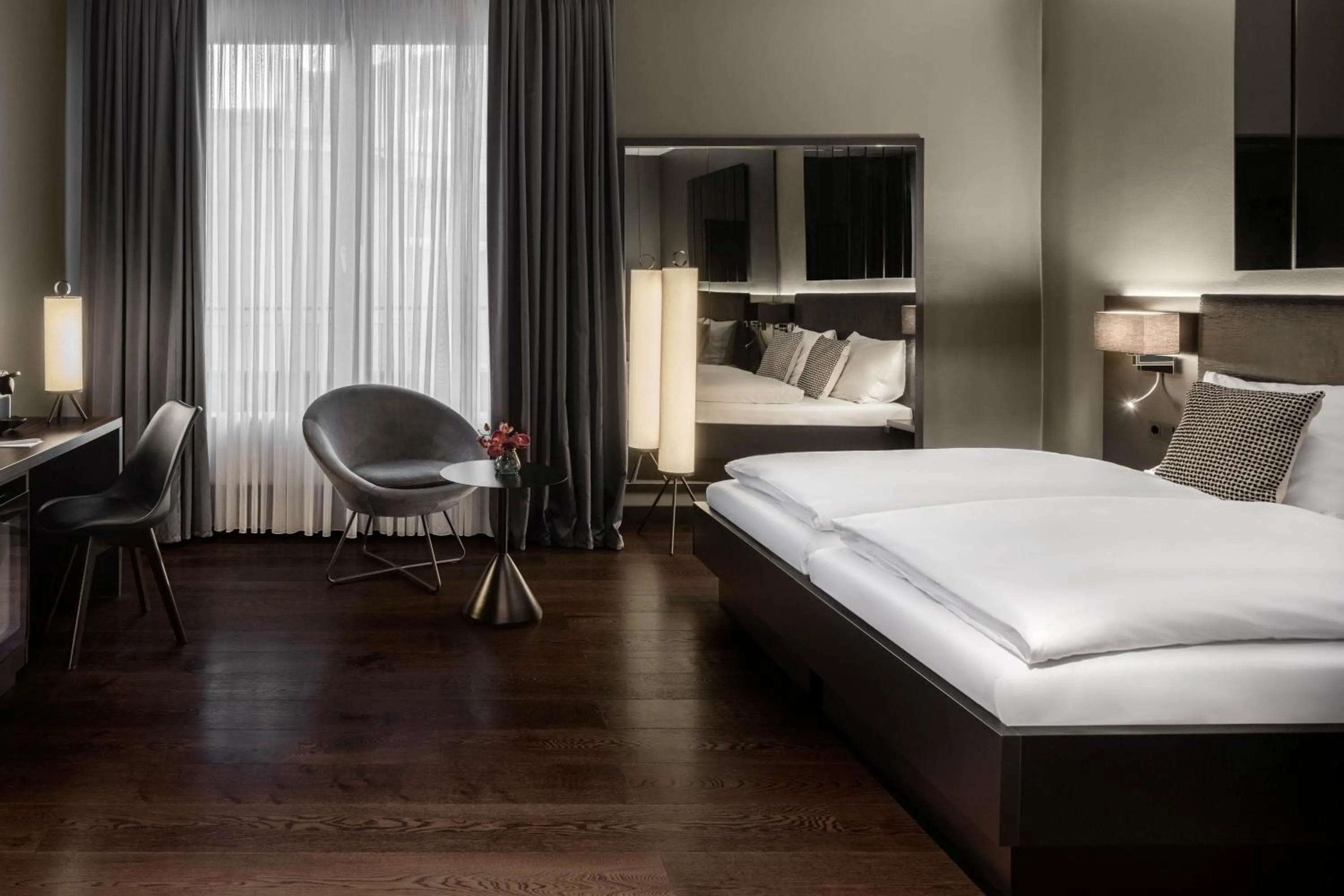 Bed in Hotel AMANO Düsseldorf