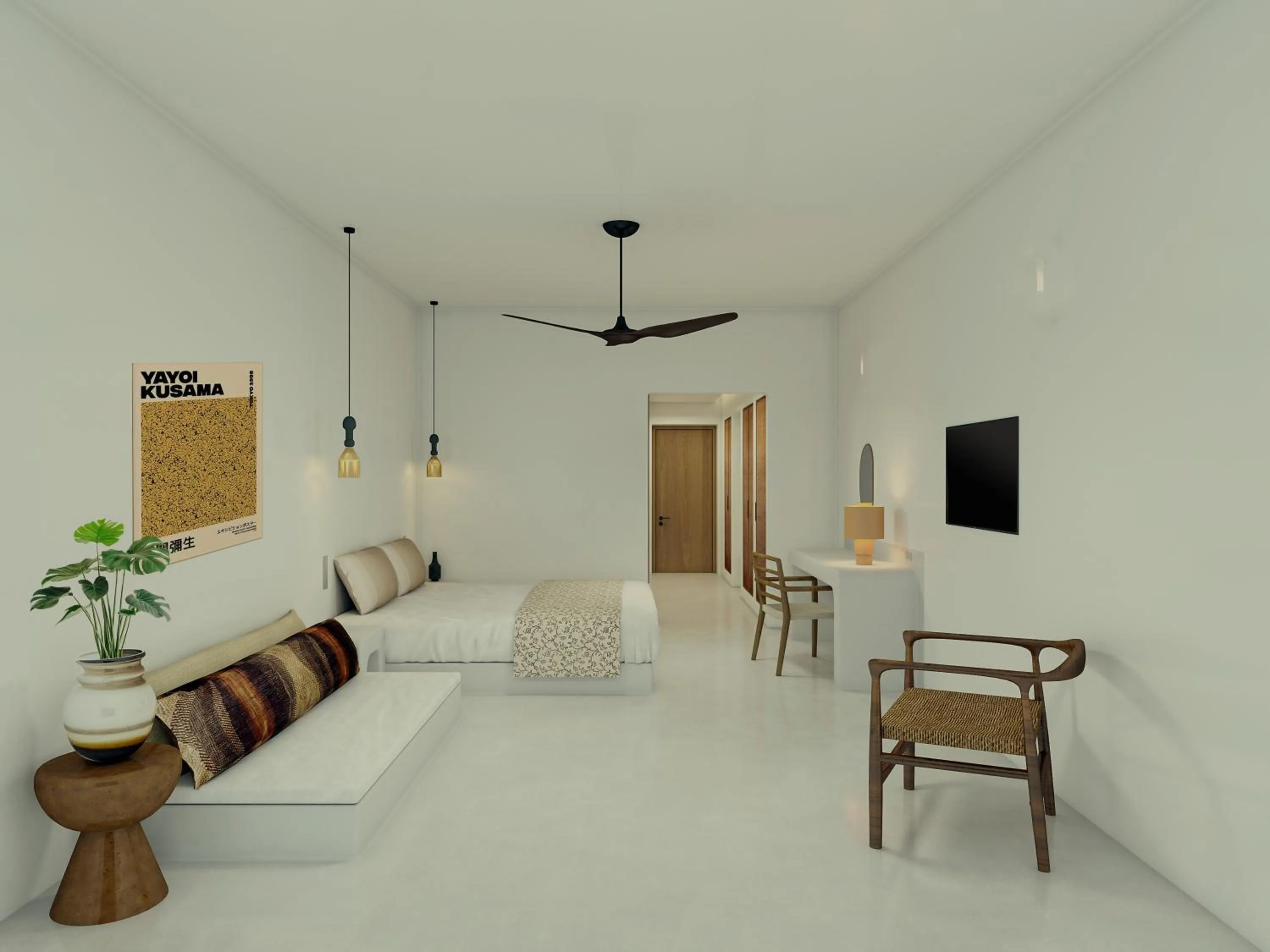 Photo of the whole room, Bed in Koukoumi Vegan Boutique Hotel