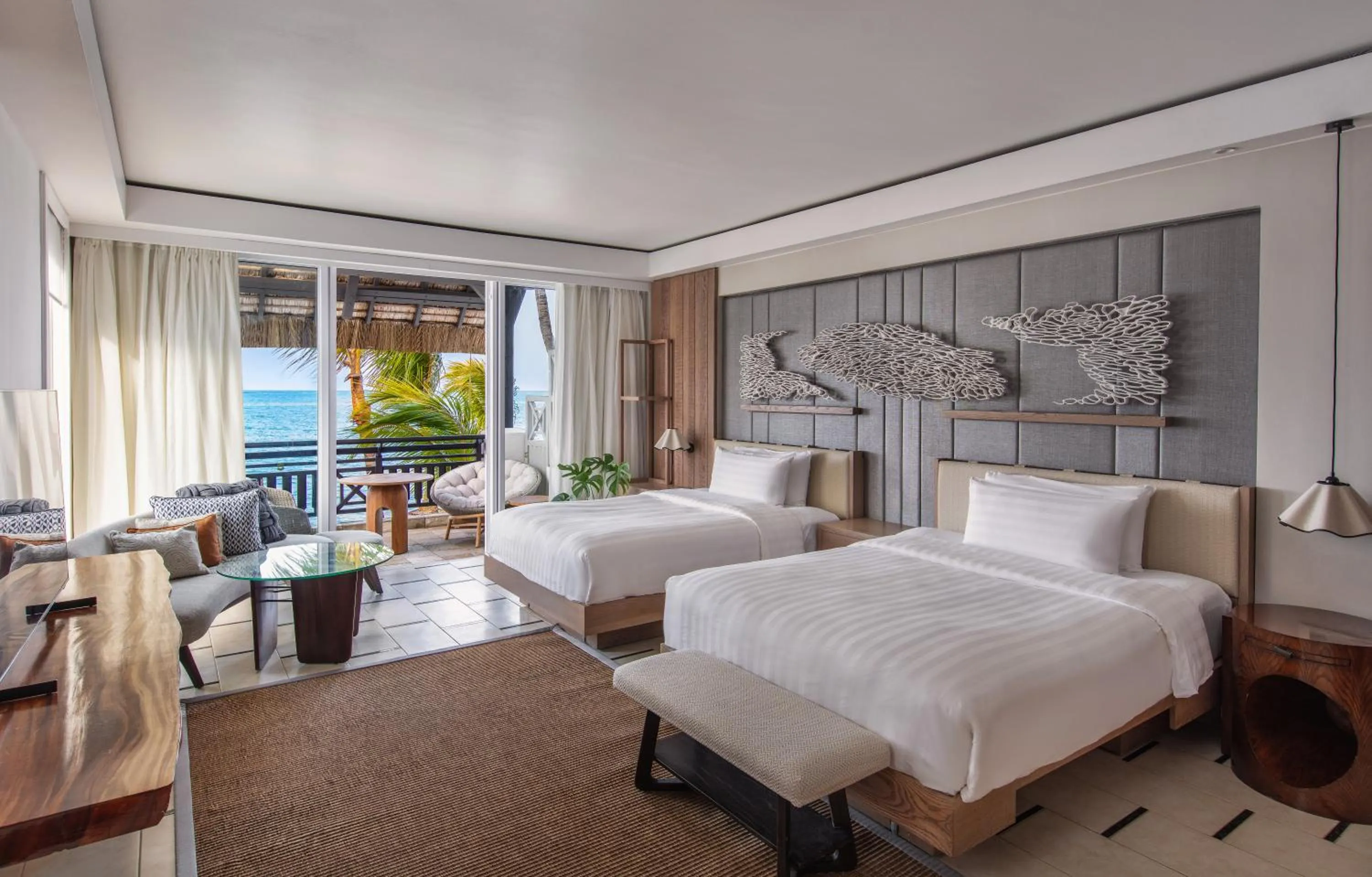 Bed in Shangri-La Le Touessrok, Mauritius