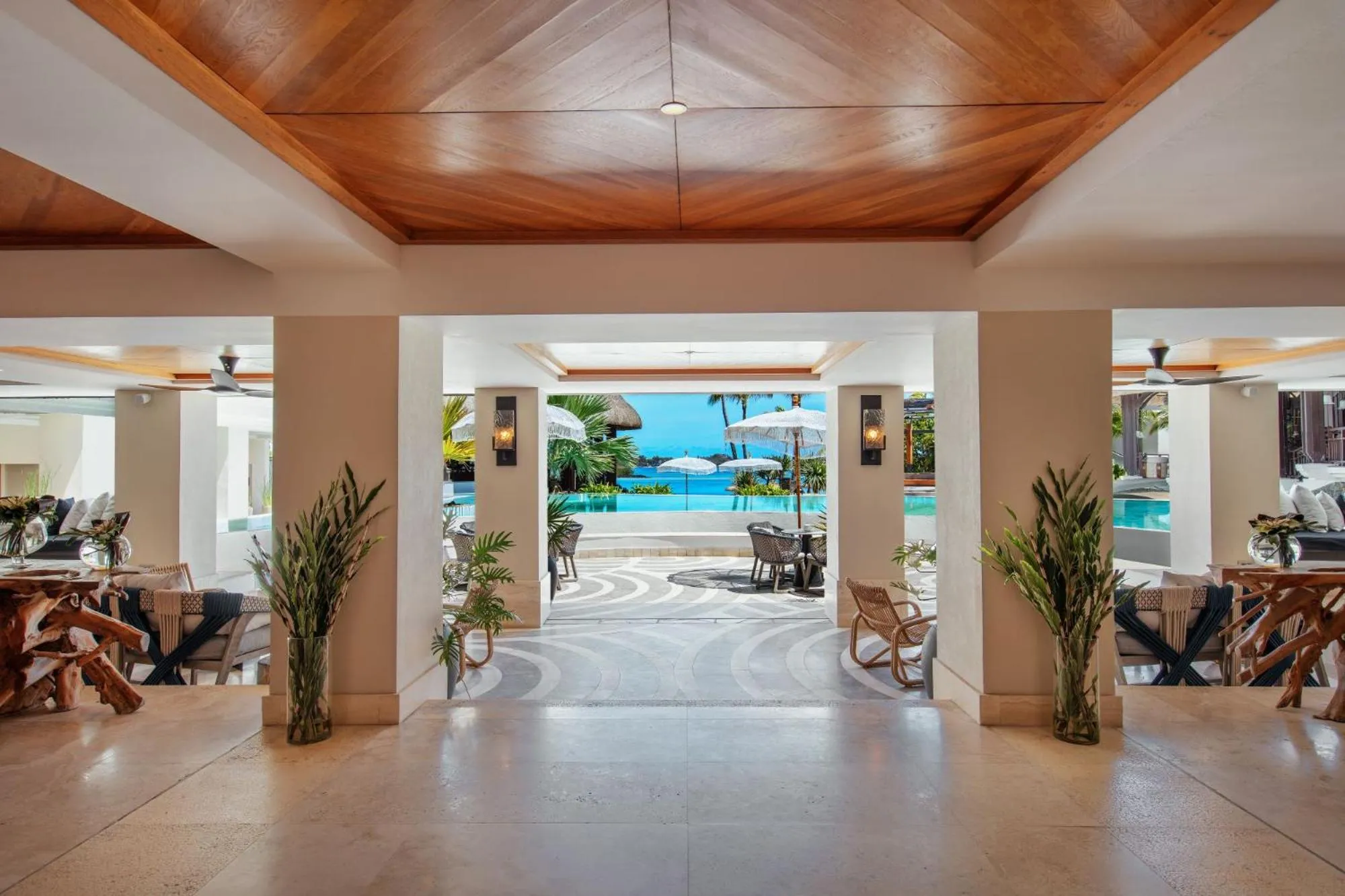 Pool view in Shangri-La Le Touessrok, Mauritius