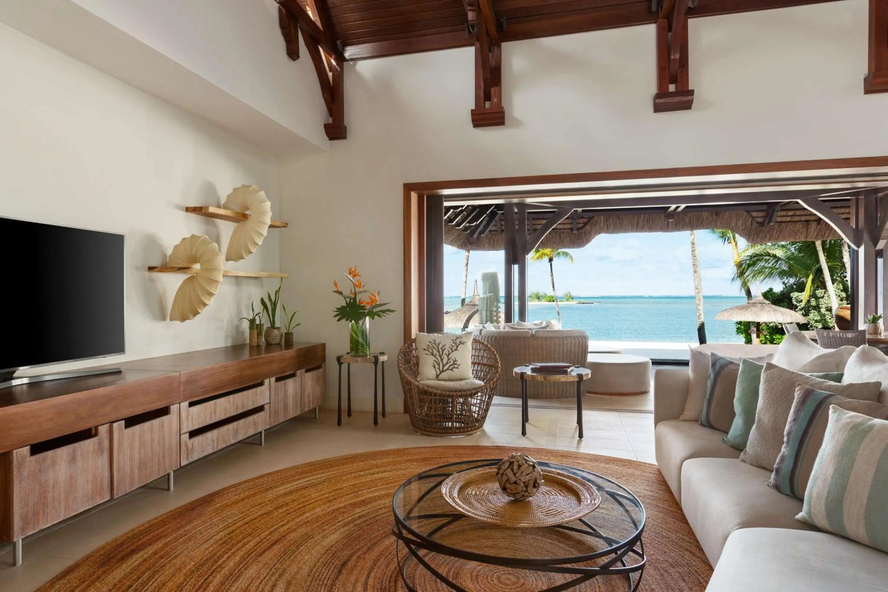 Living room in Shangri-La Le Touessrok, Mauritius
