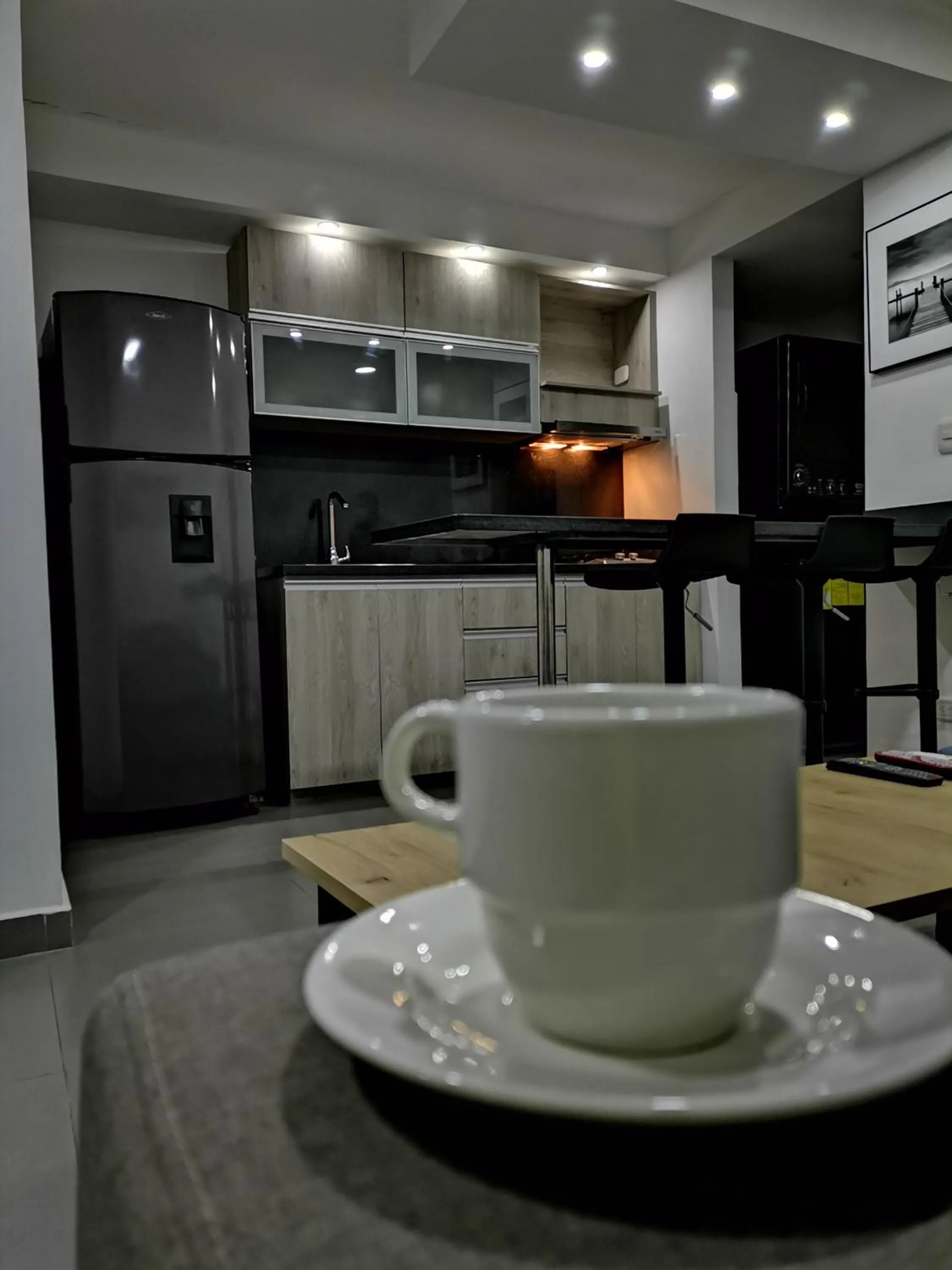 Kitchen or kitchenette in Berilo Deluxe Apartahotel