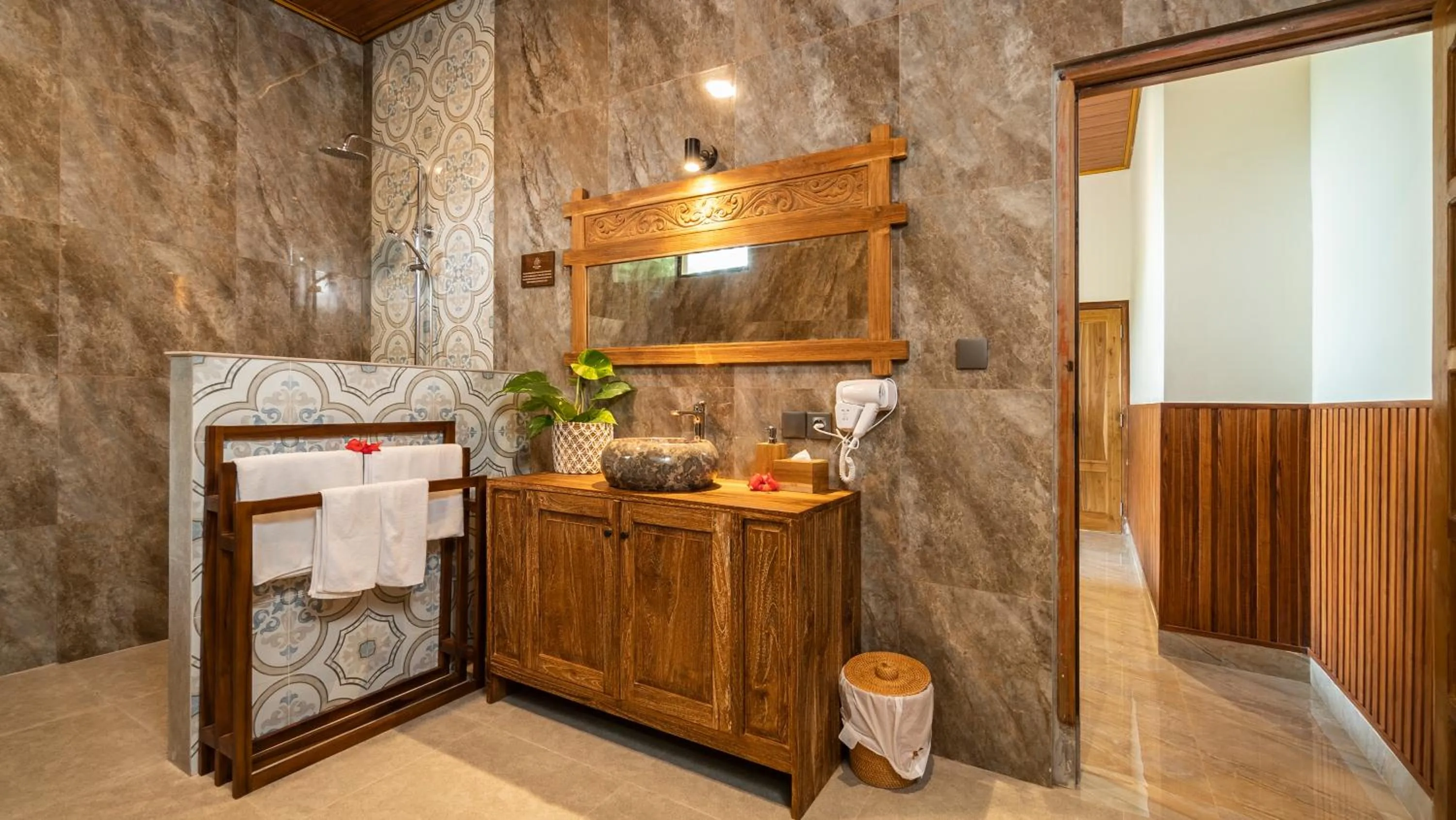 Bathroom in Kirani Joglo Villa Bali by Mahaputra