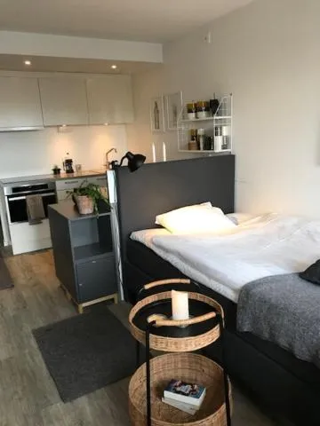 Bed in Lägenhetshotell Varvet