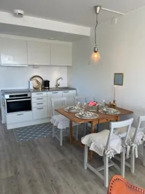 Kitchen or kitchenette in Lägenhetshotell Varvet