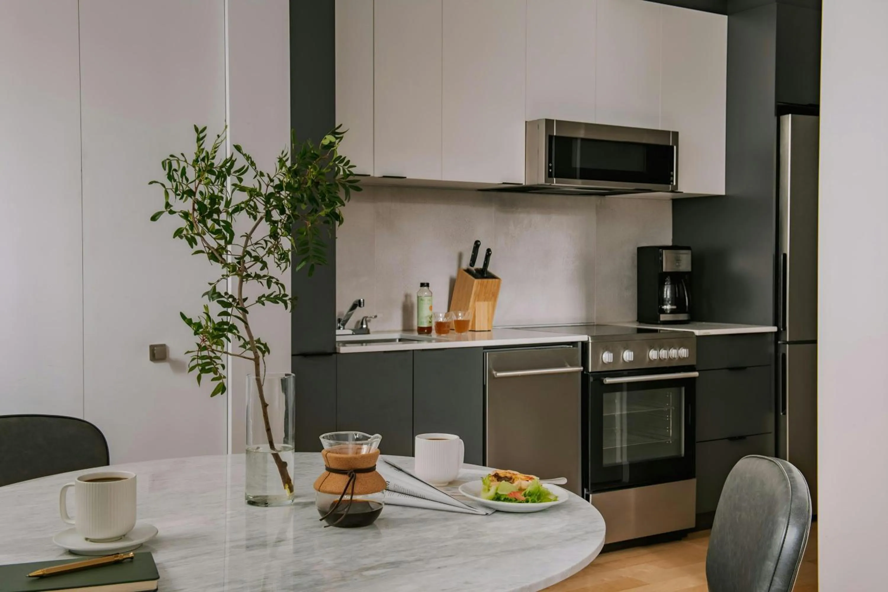 Kitchen or kitchenette in Sonder by Marriott Bonvoy Le Victoria Apartments Old Montreal