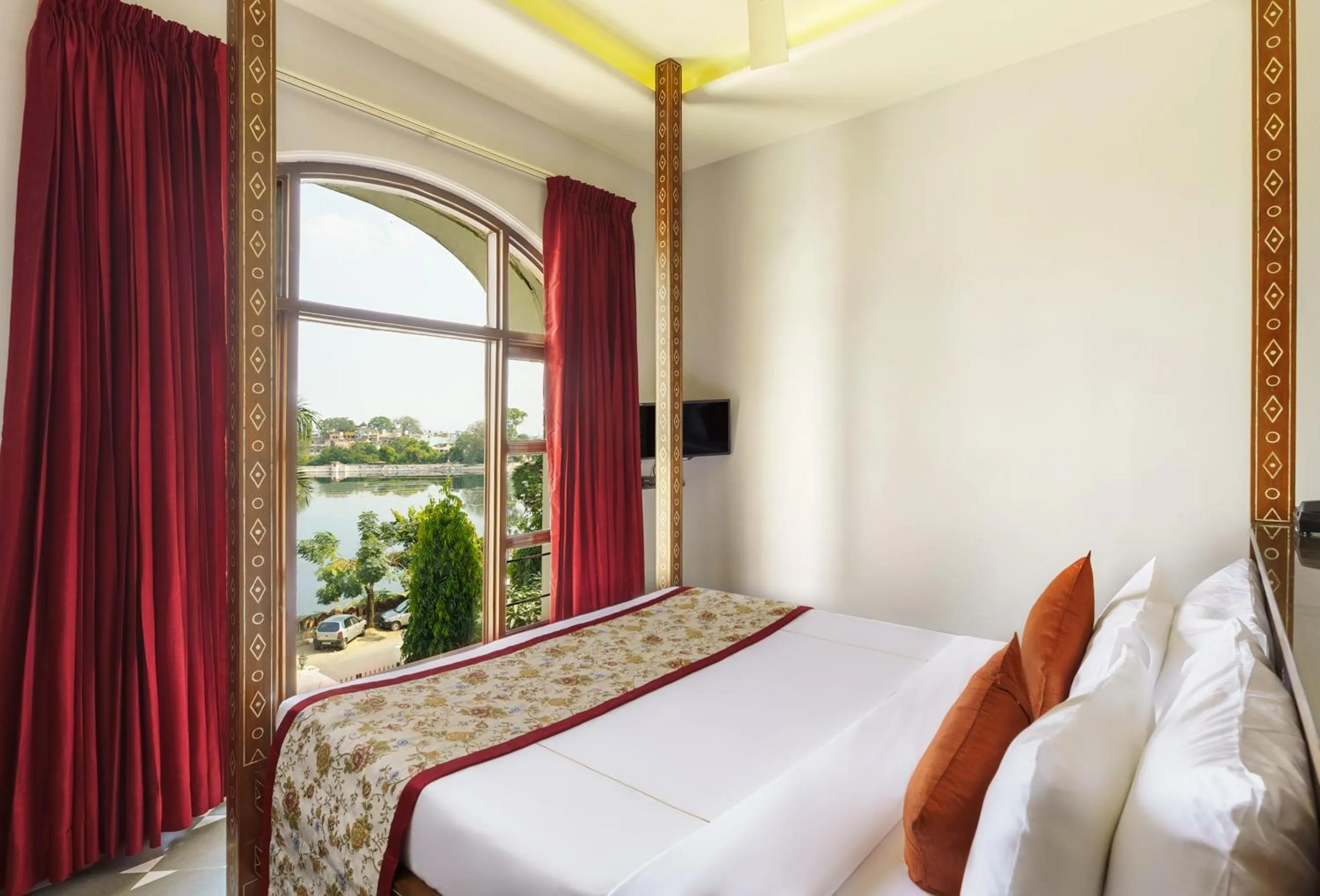 View (from property/room), Bed in Brahma Niwas - Best Lake View Hotel in Udaipur