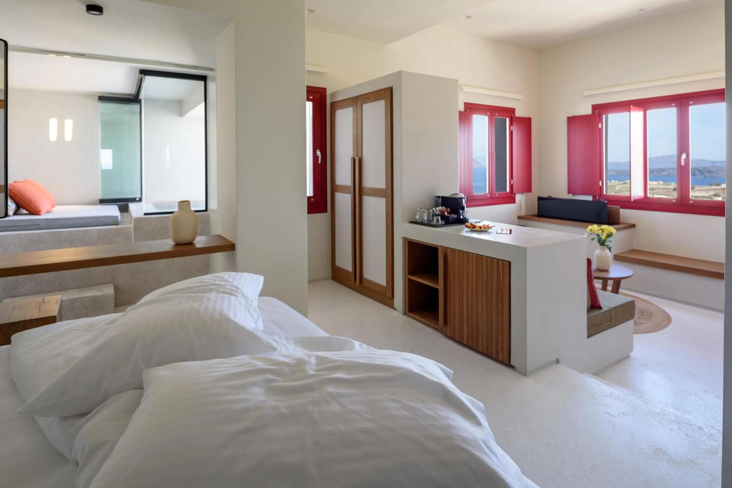 Shower, Bed in Potnia Theron Suites