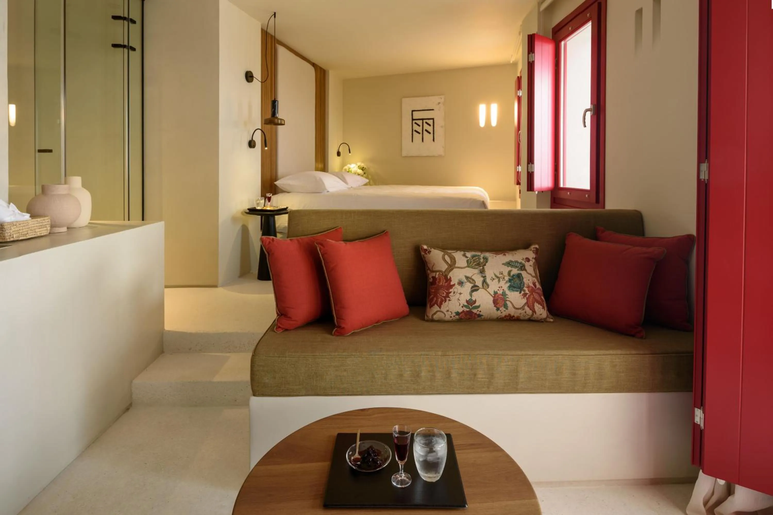 Shower, Bed in Potnia Theron Suites