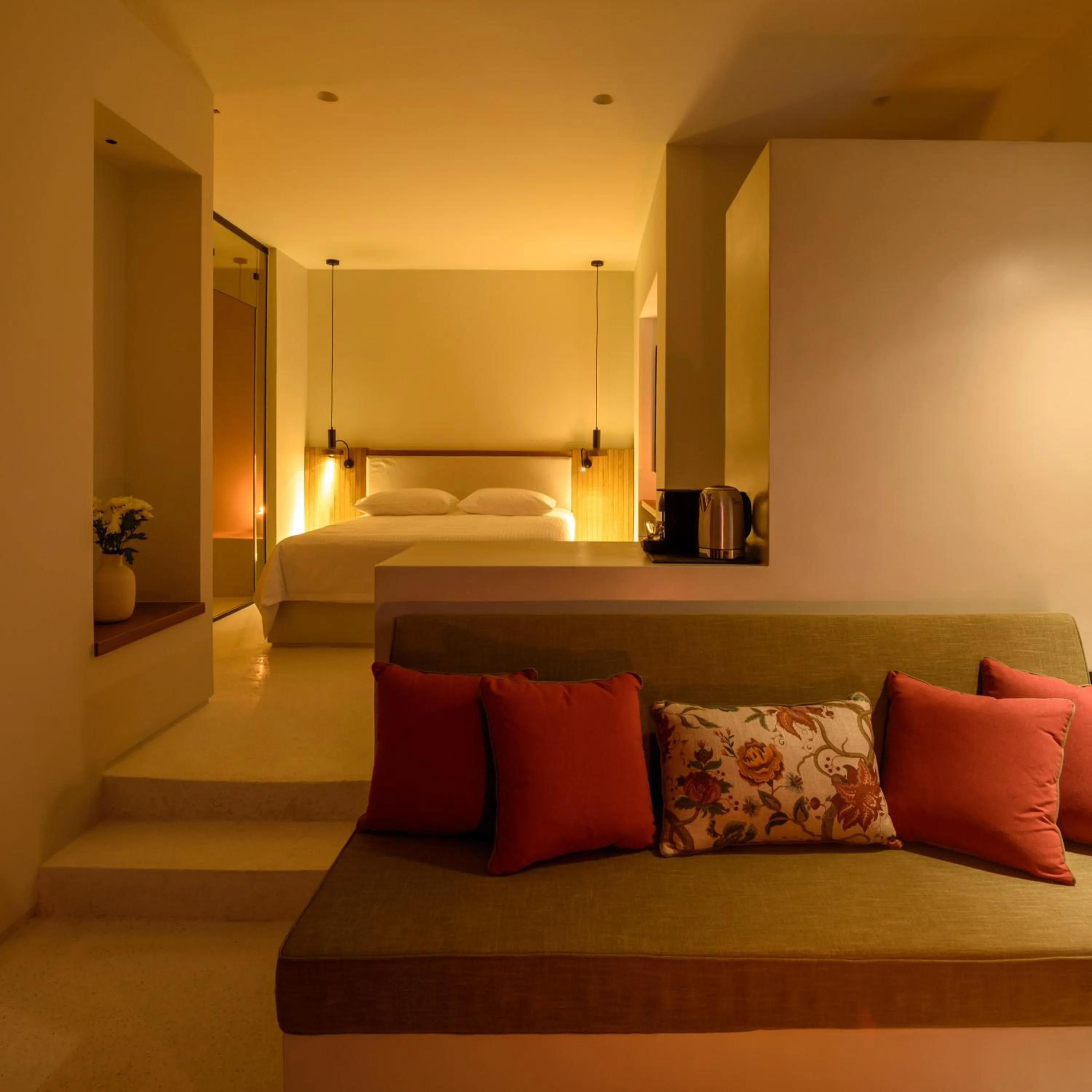 Shower, Bed in Potnia Theron Suites