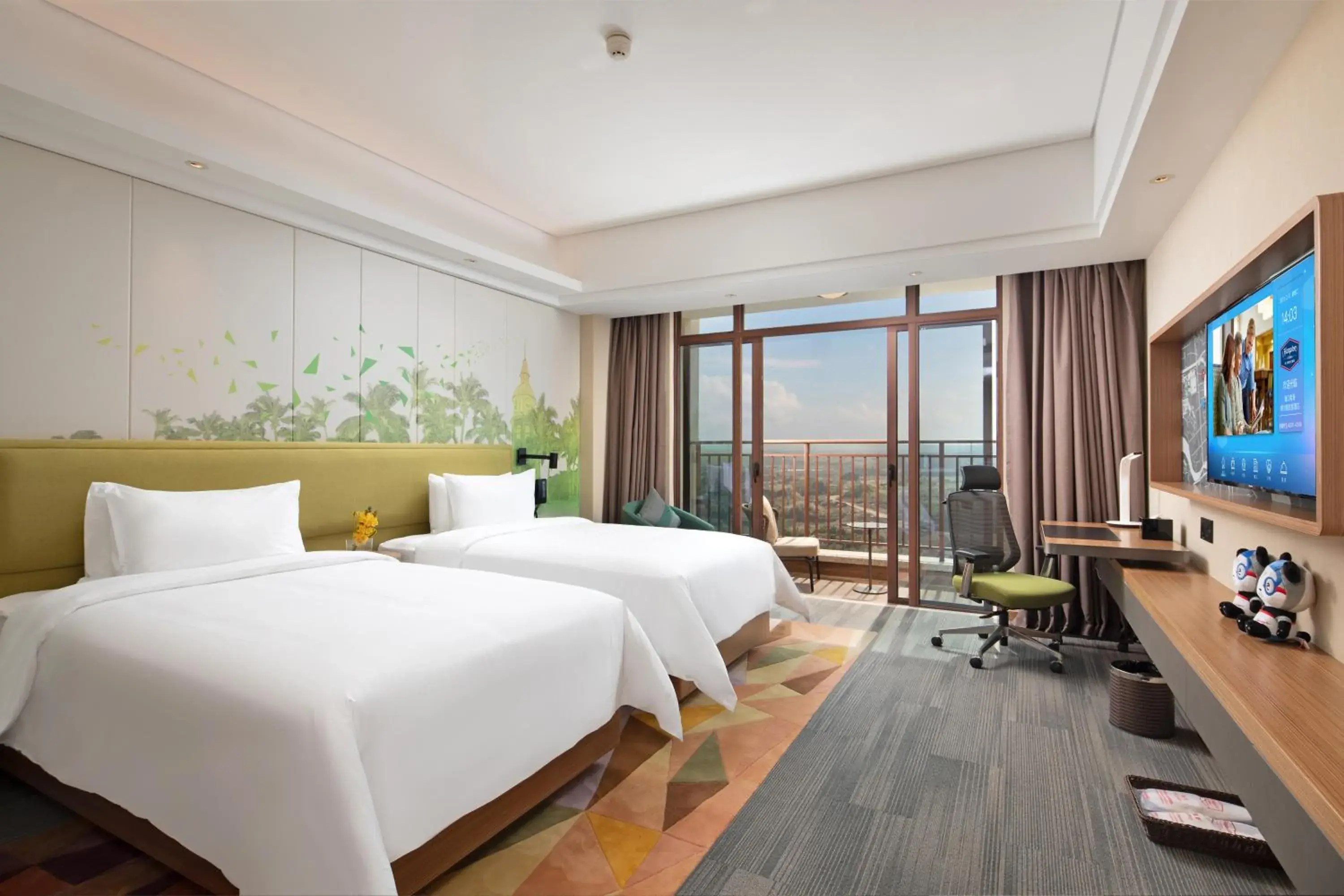 Superior Twin Room with Lake View in Hampton by Hilton Nanhai Haikou Superior Twin Room with Lake View in Hampton by Hilton Nanhai Haikou