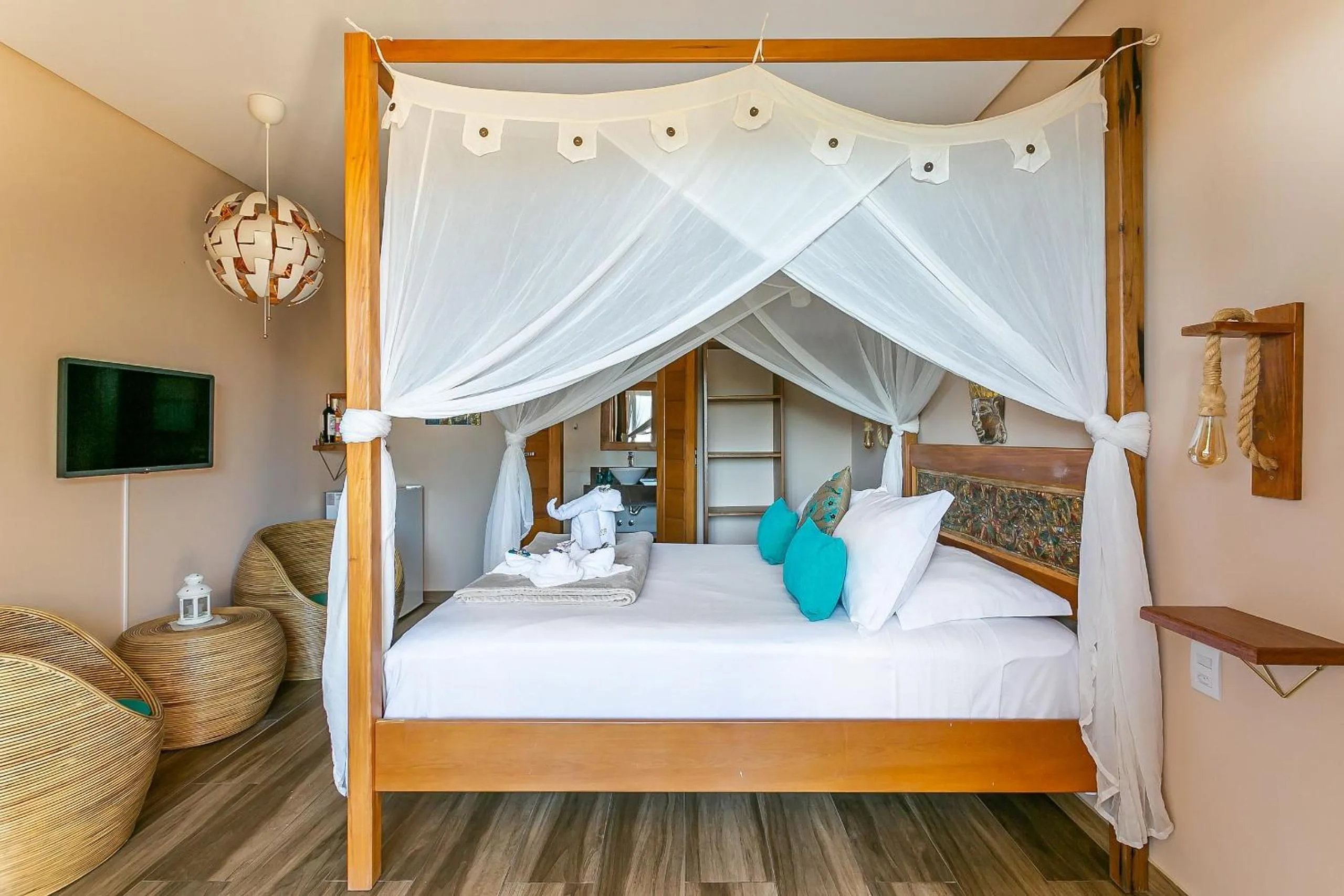 Bedroom, Bed in Shiva Boutique Hotel - Praia do Rosa