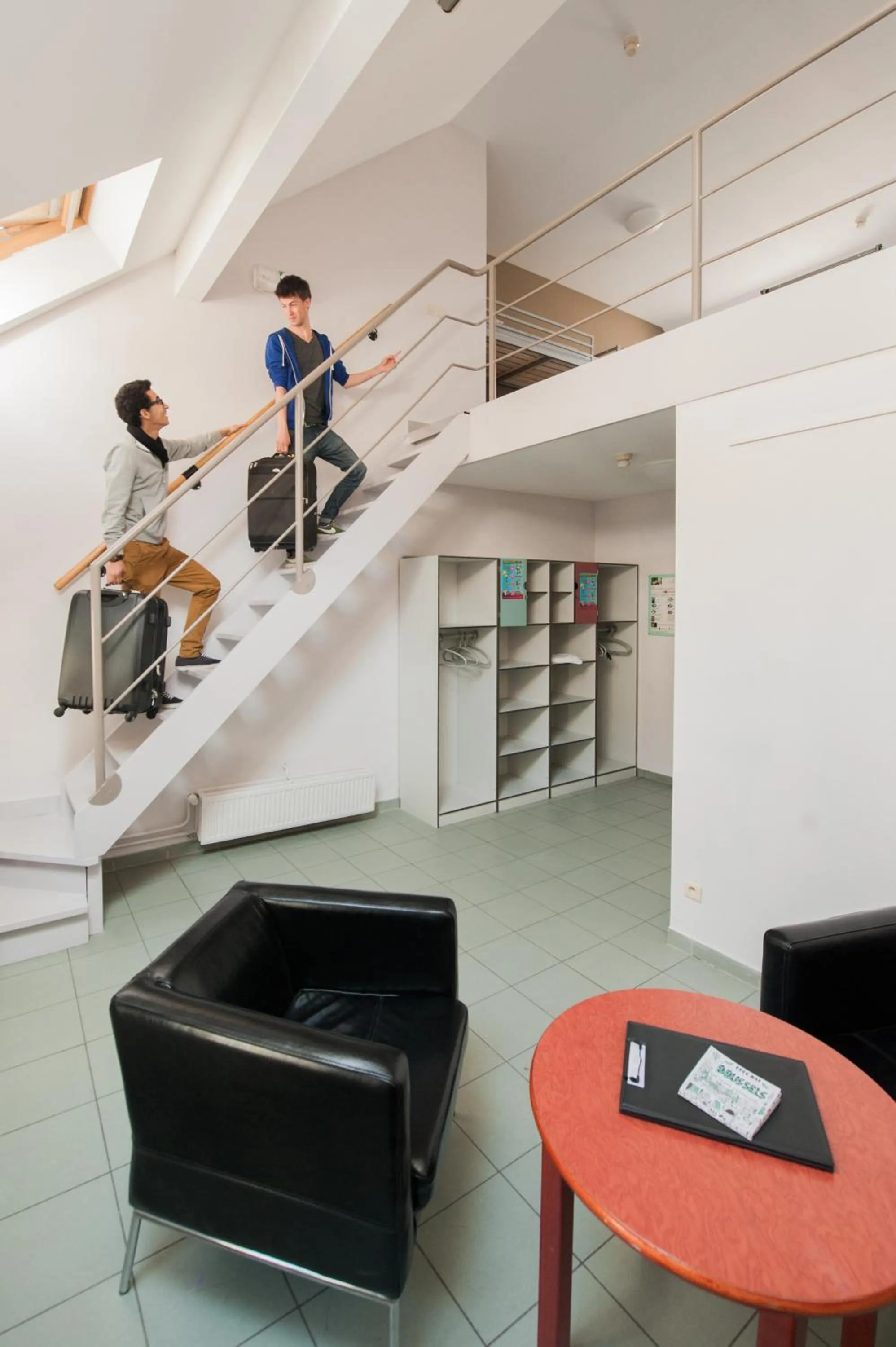 Seating area in HI Brussels Jacques Brel Hostel