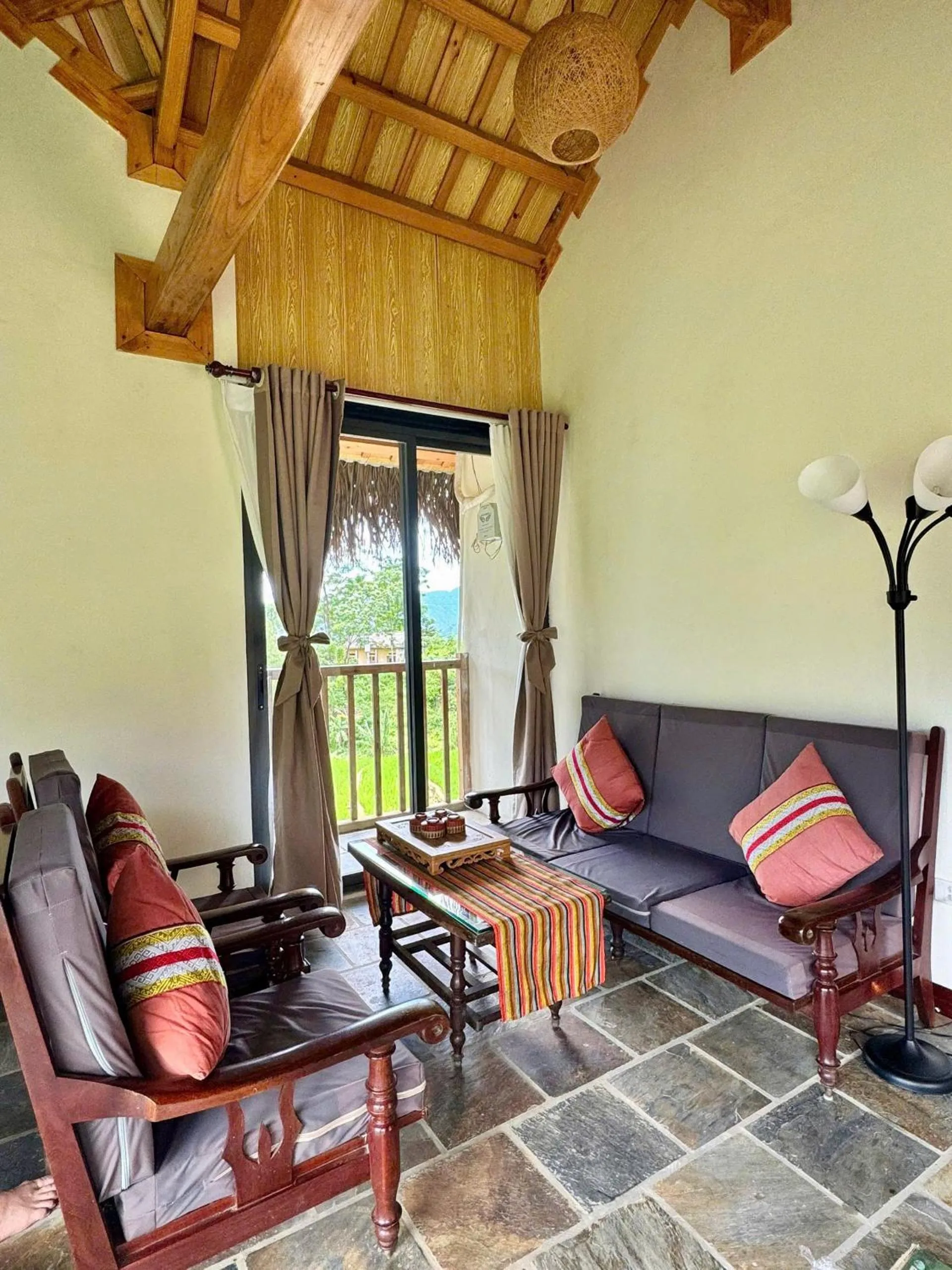 Living room in Pu Luong Jungle Lodge