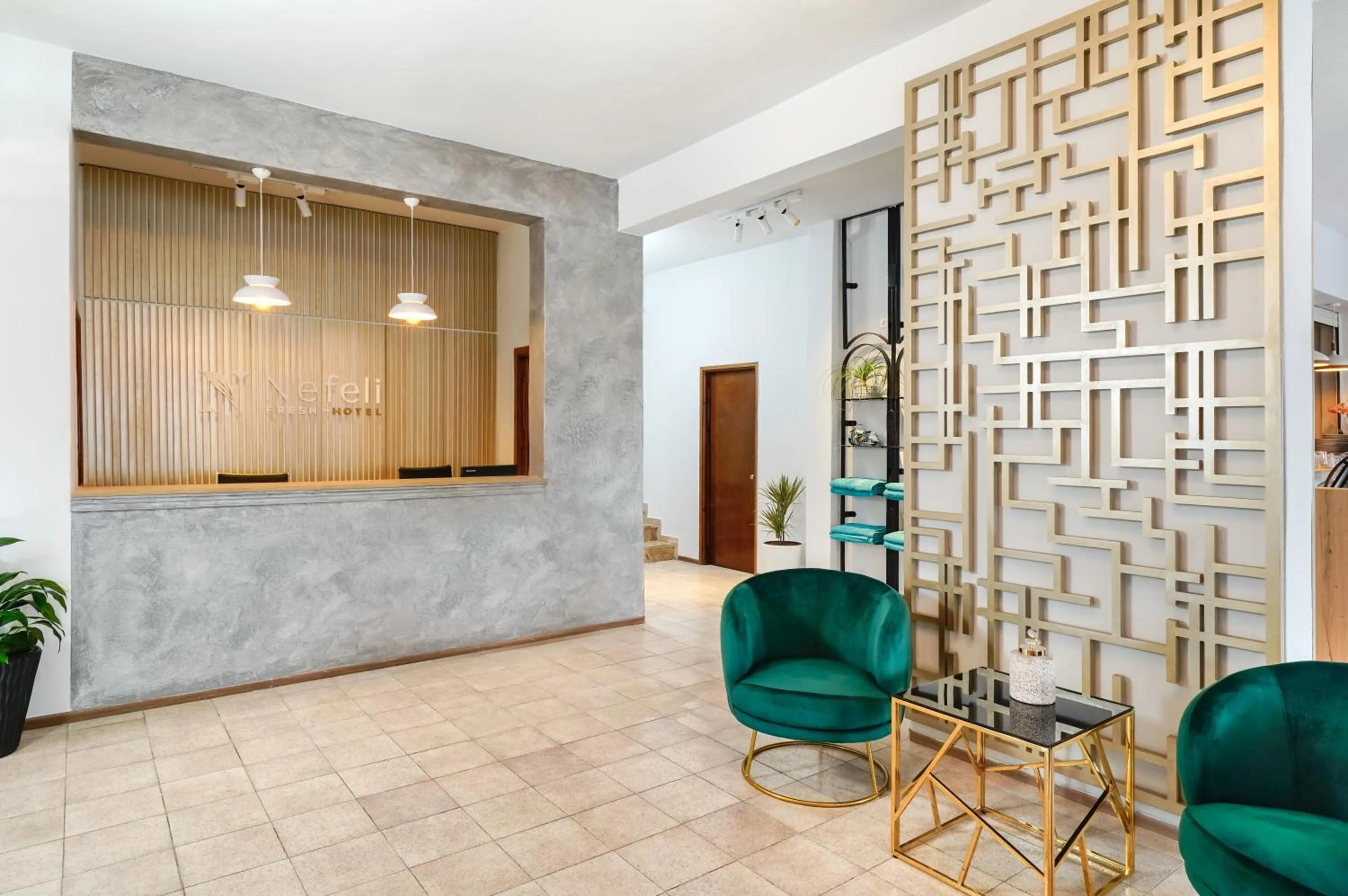 Lobby or reception in Nefeli Fresh Hotel by Del Mare