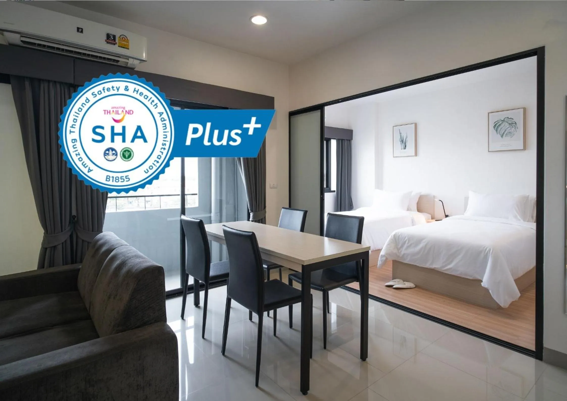 Photo of the whole room, Bed in KOS Hotel Suvarnabhumi Airport -SHA Extra Plus