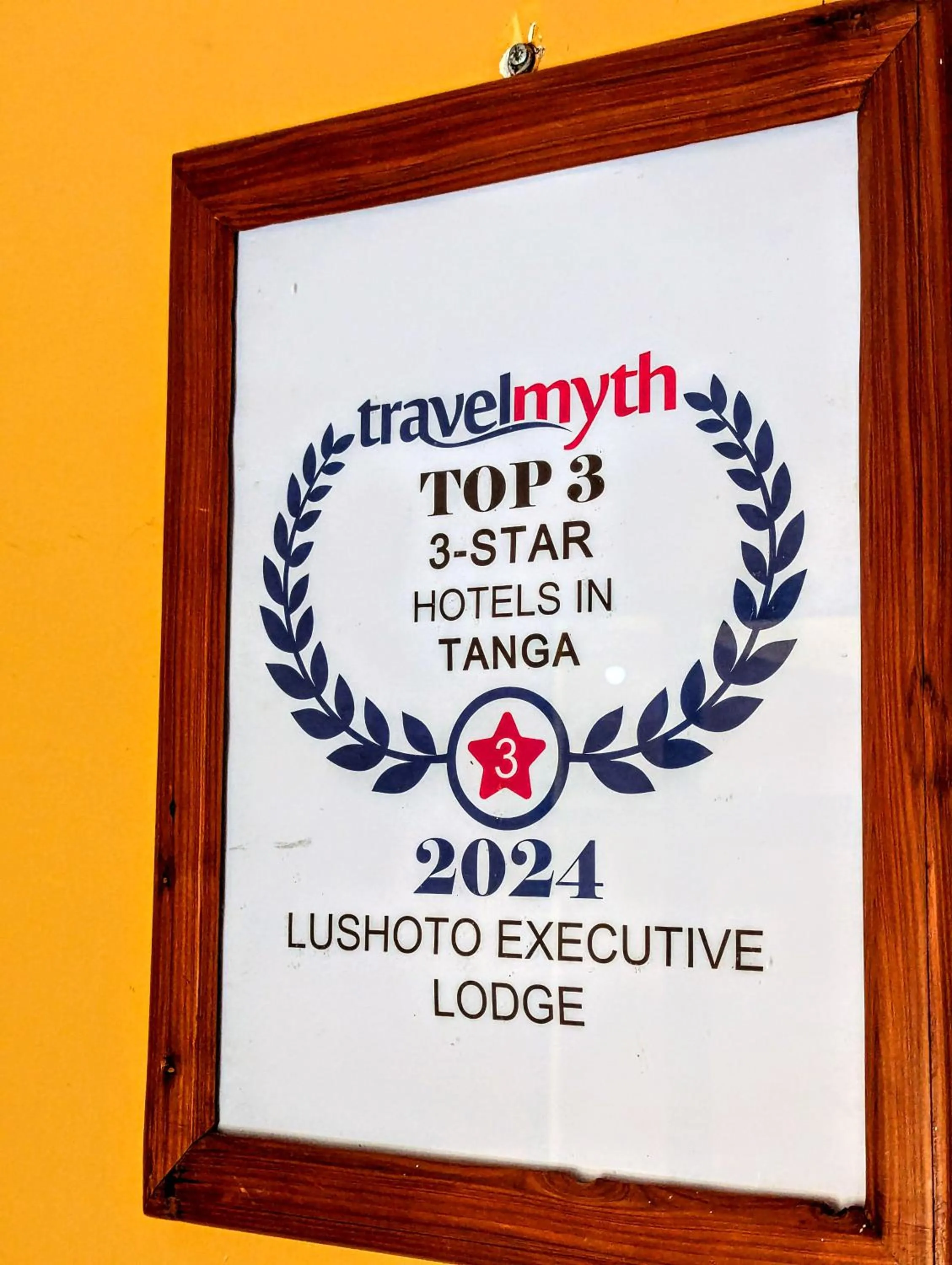 Certificate/Award in LUSHOTO EXECUTIVE LODGE