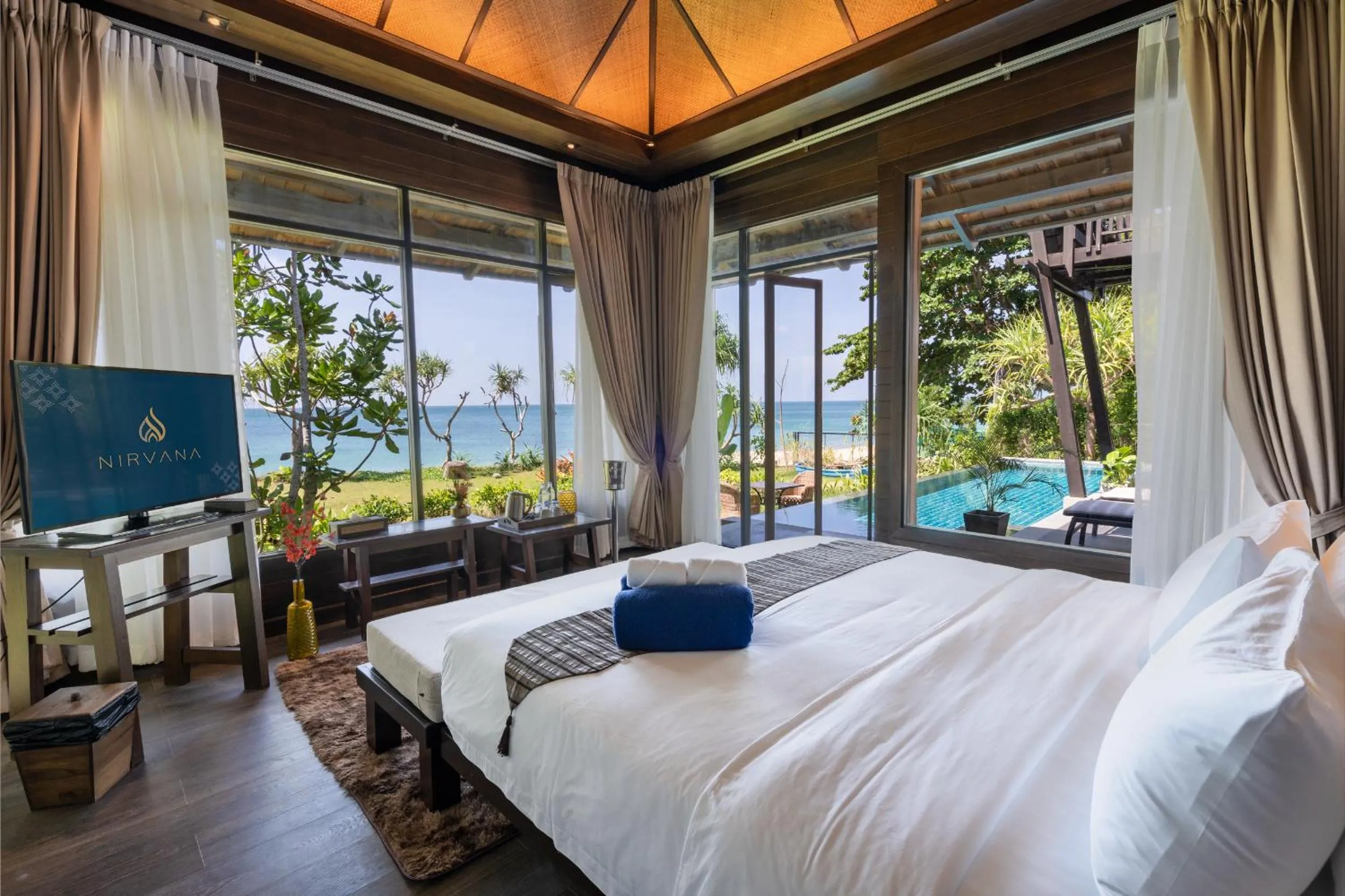 Bed in Nirvana Beach Resort, Koh Lanta SHA Extra Plus