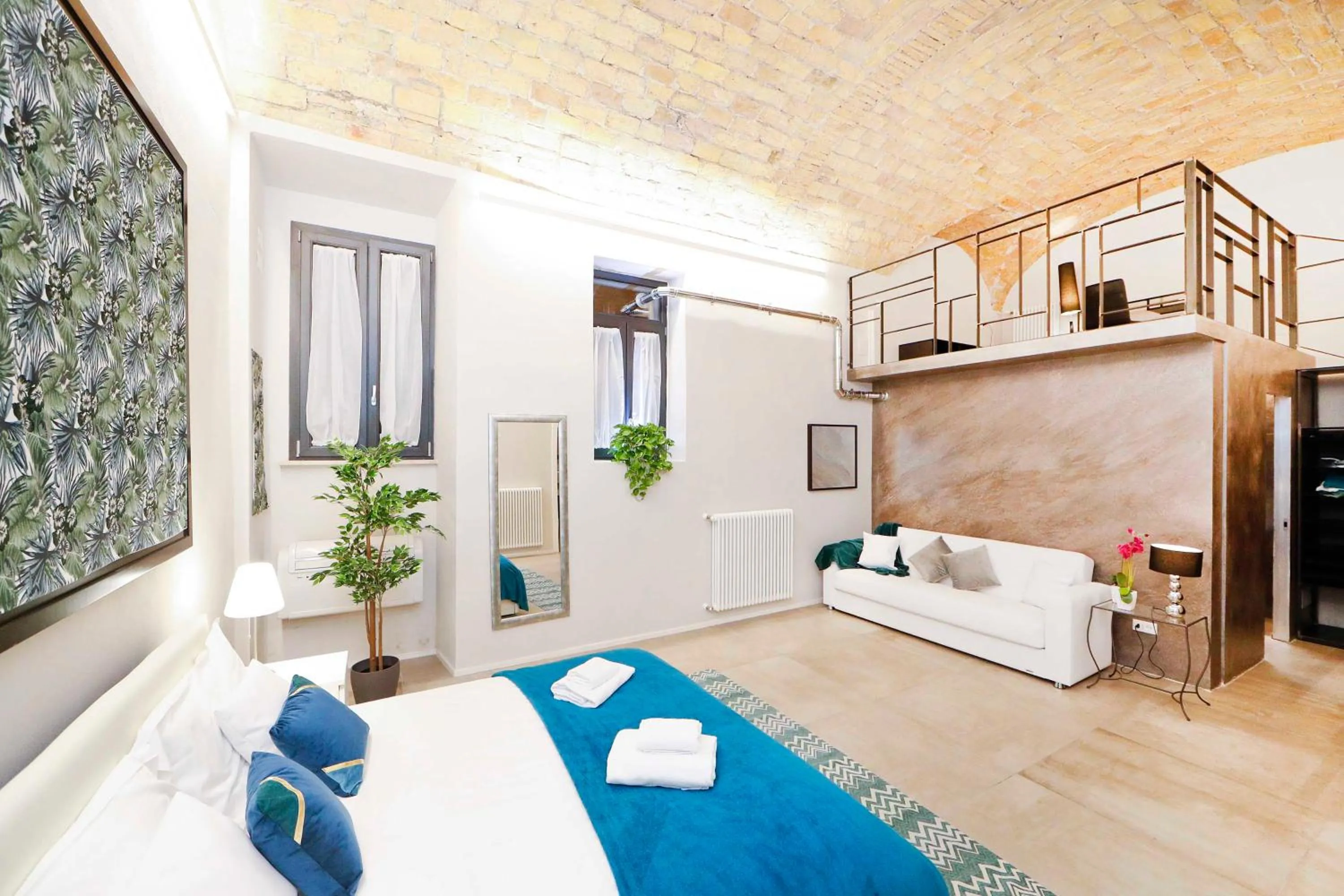 Bedroom, Bed in Post Industrial Loft Trastevere - Top Collection