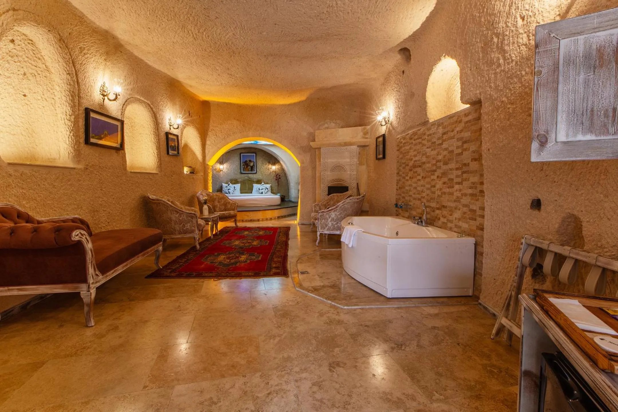 Bed in Karlık Cave Suite Cappadocia